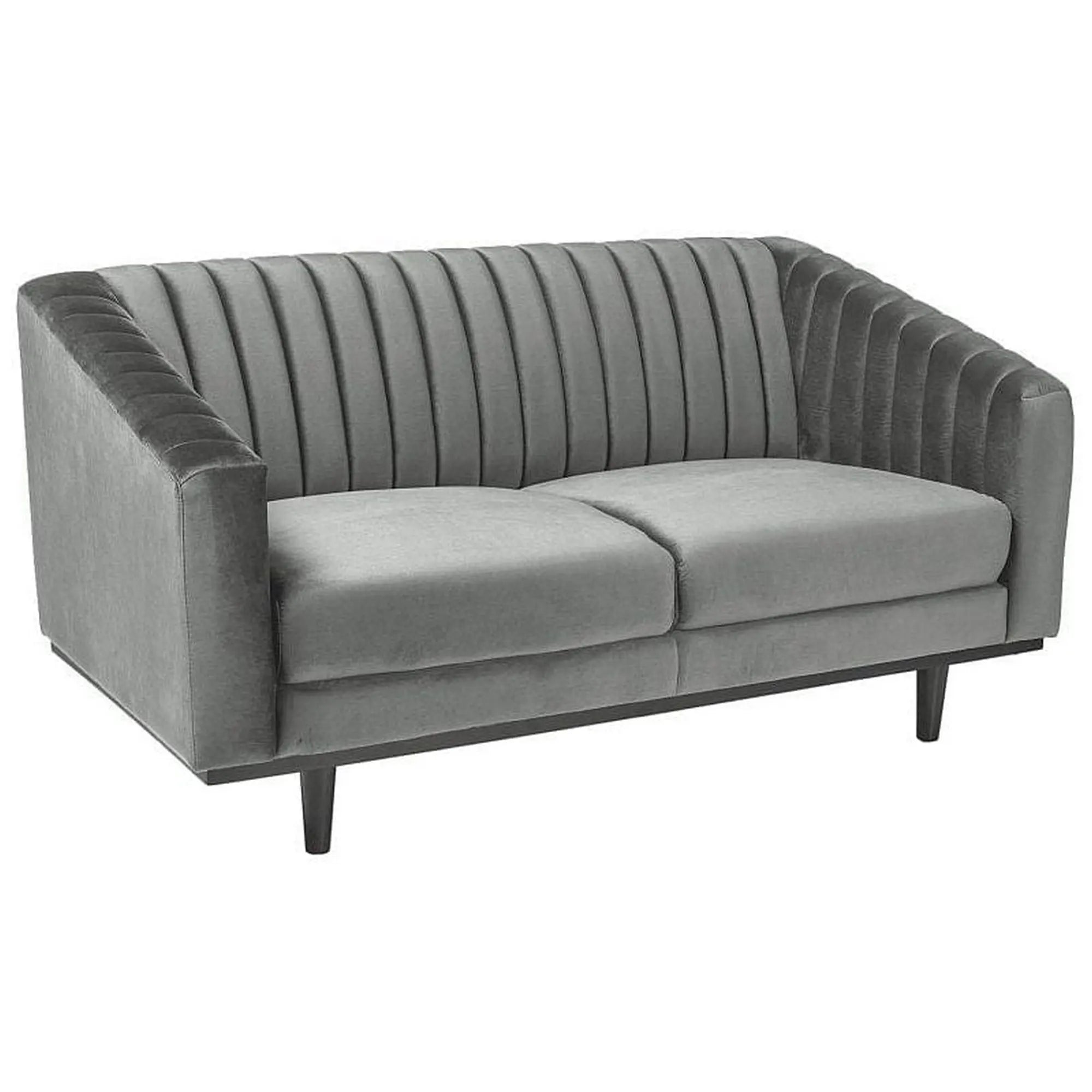 Canapea ASPREY gri/wenge, stofa catifelata/lemn, 150x85x78 cm