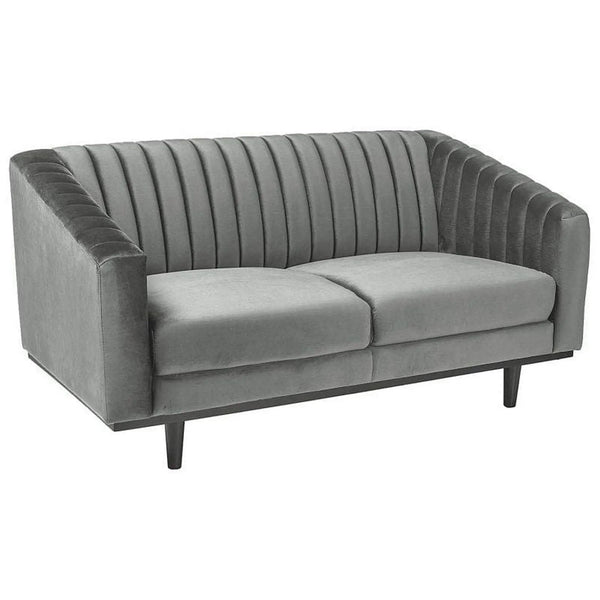 Canapea ASPREY gri/wenge, stofa catifelata/lemn, 150x85x78 cm