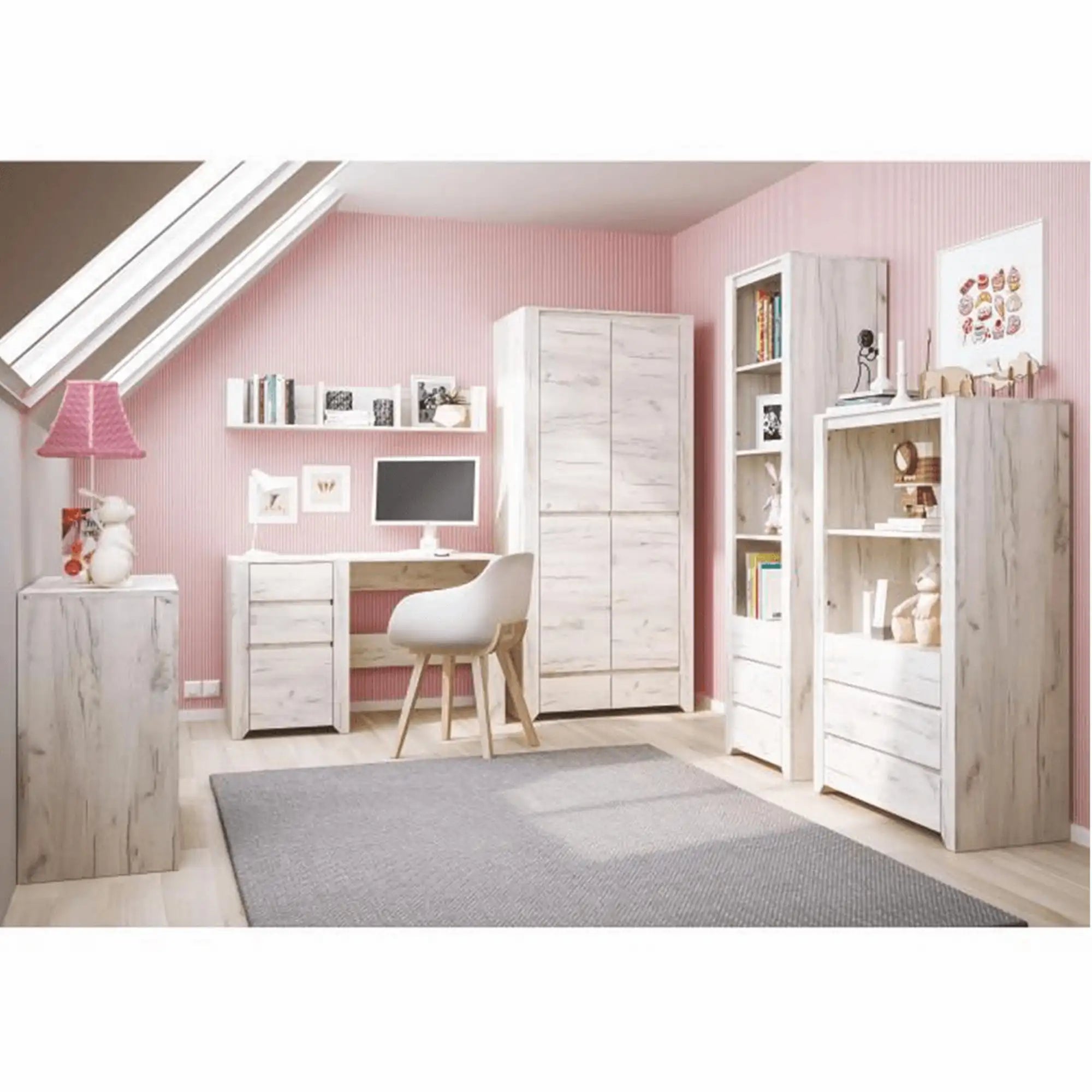 Dulap ANGEL tip 20, alb craft, PAL melaminat, cu 2 usi, 84x58x191 cm