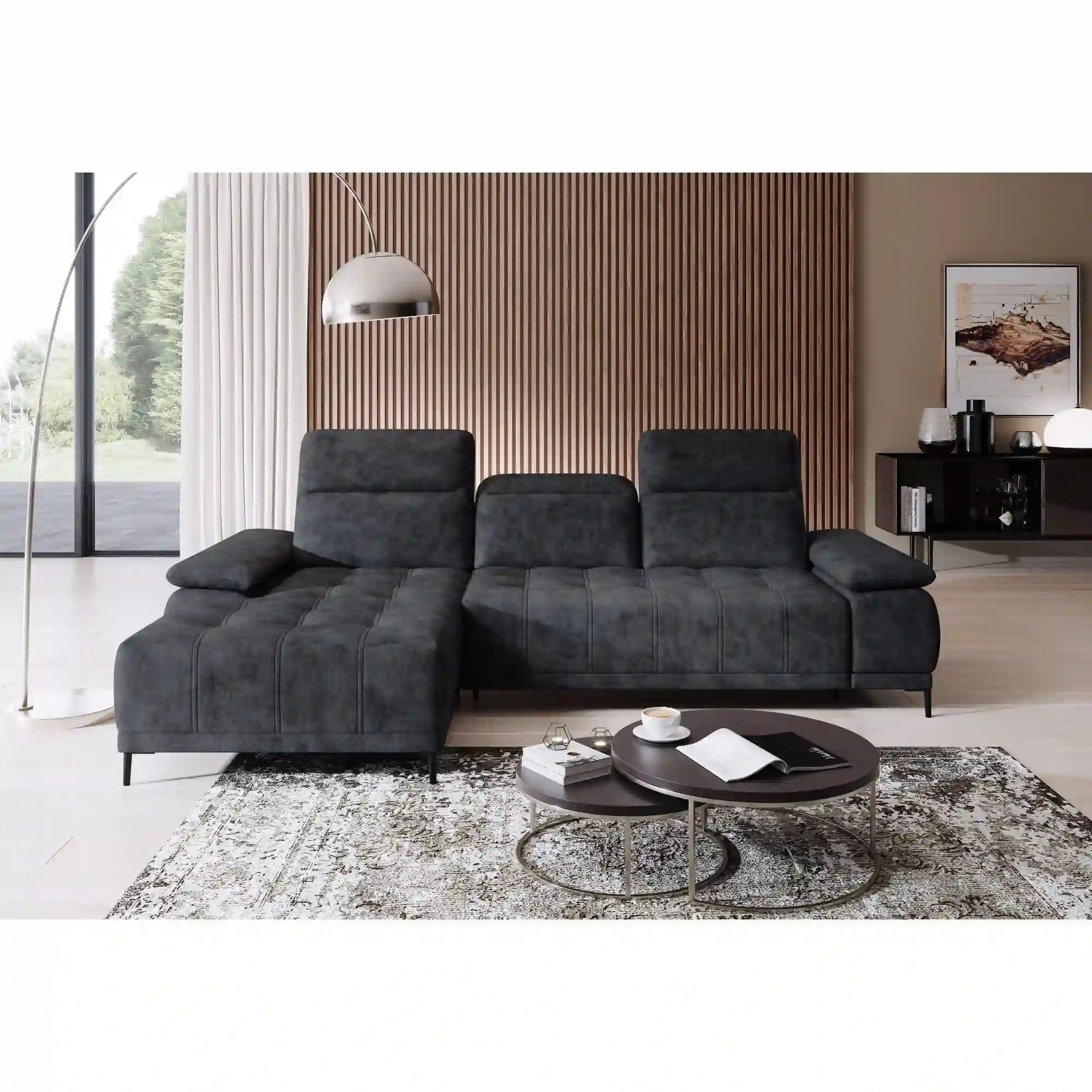 Coltar FOCUS MINI, personalizabil materiale gama Premium, cu reglaj electric si tetiere reglabile, 277x177x98 cm