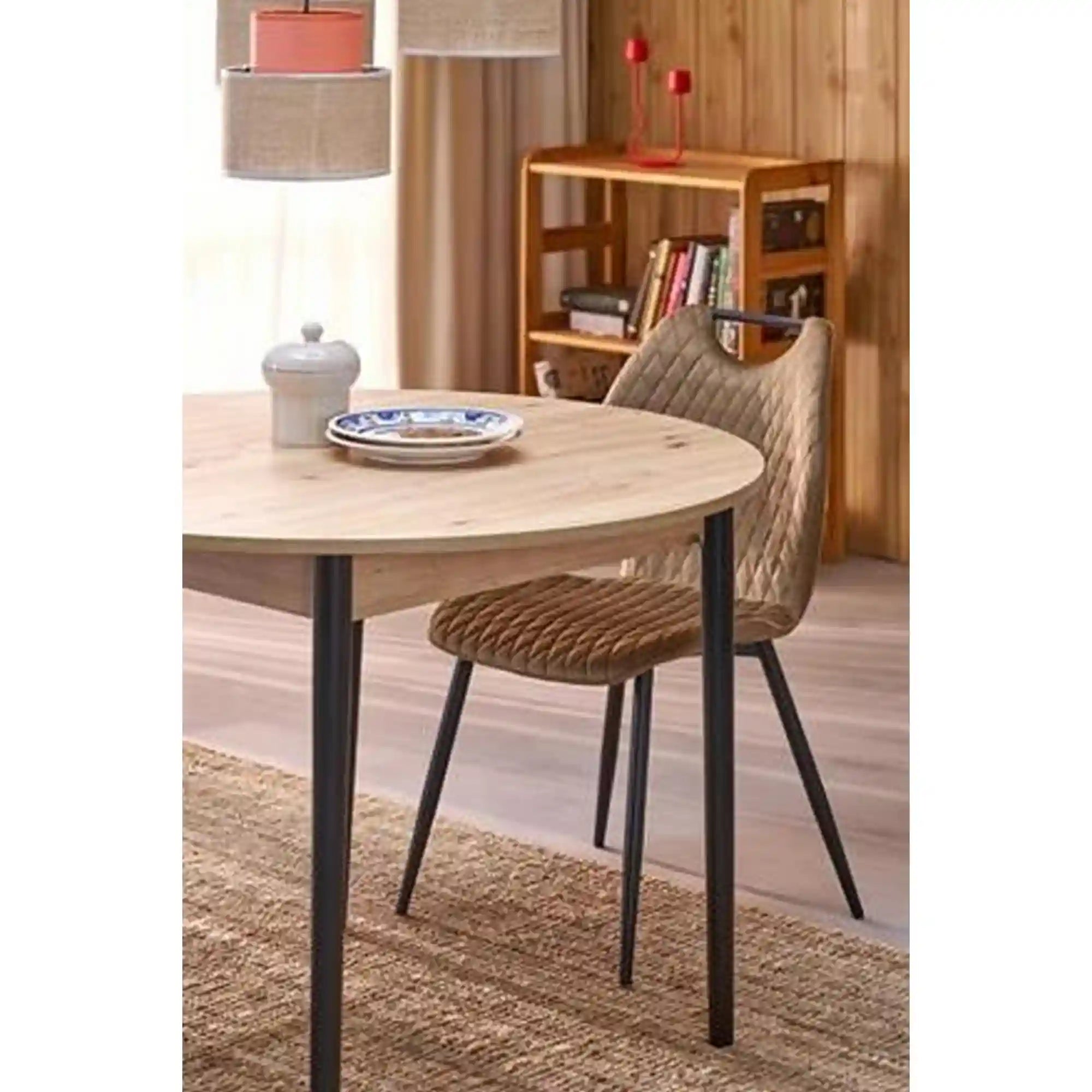 Scaun K569, bej - HLR 11, stofa catifelata/otel, 47x54x84 cm