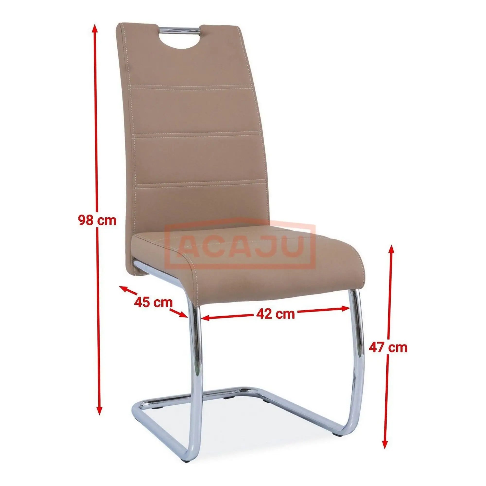 Scaun H666, bej/crom, piele ecologica/metal, 42X45X98 cm