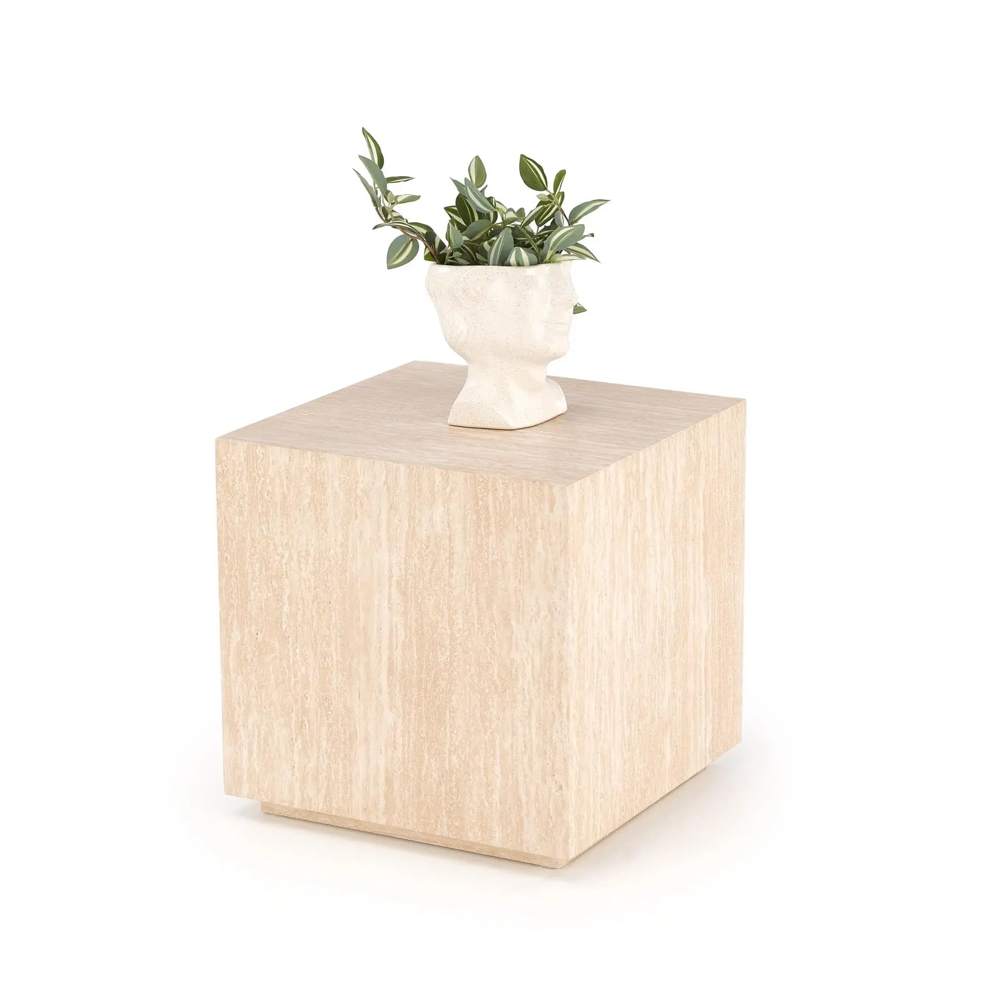 Masuta TRAVERTINO S, efect de piatra travertin, 45x45x45 cm