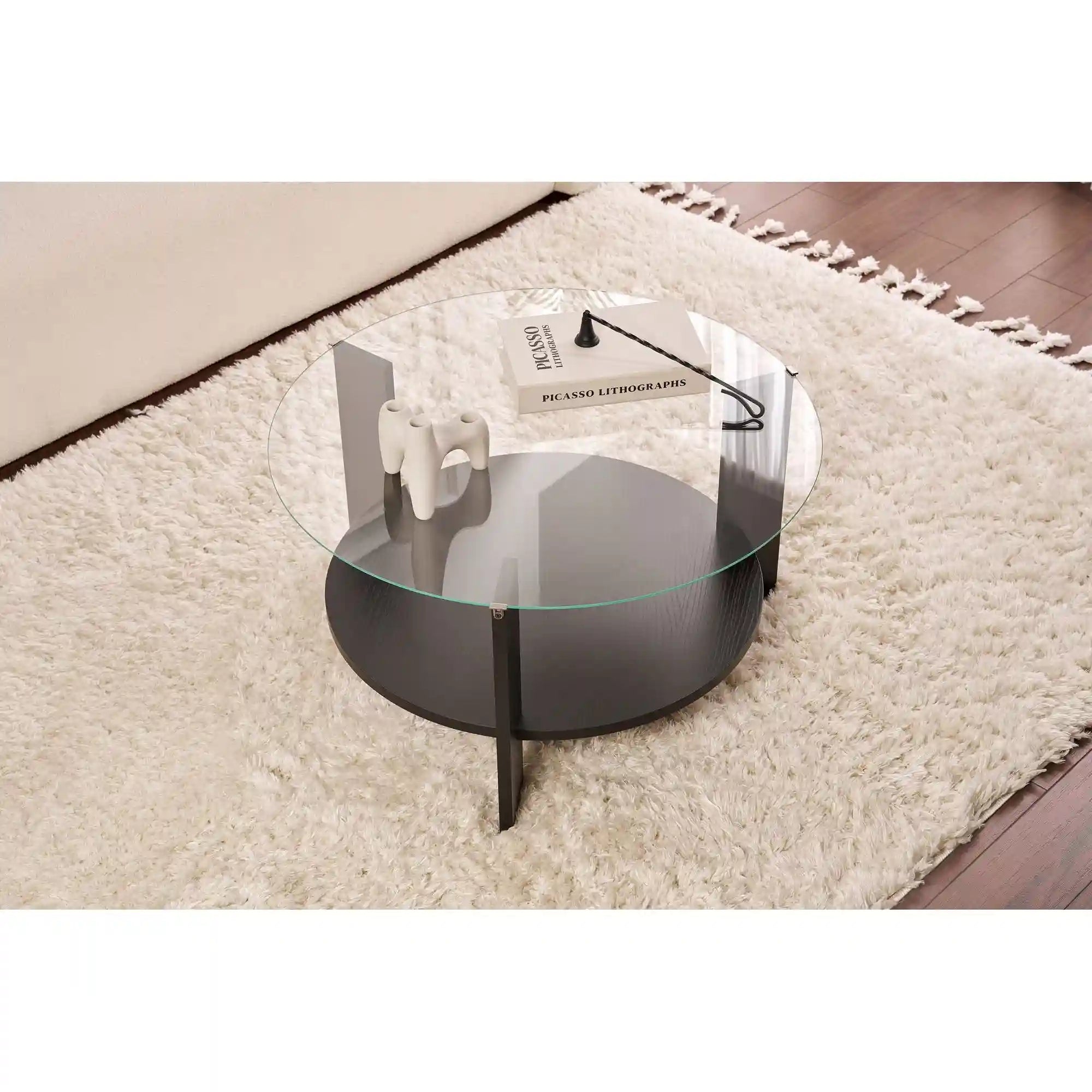 Masuta cafea CLARA, negru, PAL/sticla, 75x75x40 cm