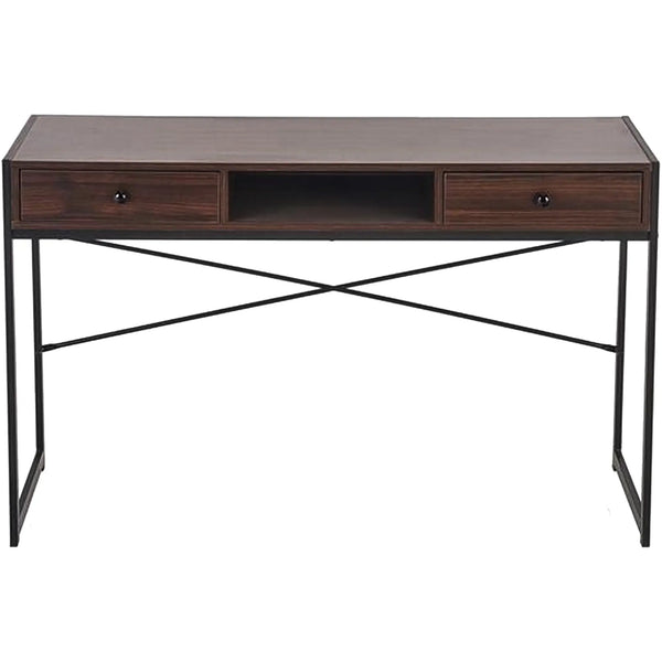 Birou B46, nuc inchis/negru, PAL melaminat/otel, 123x48x75 cm