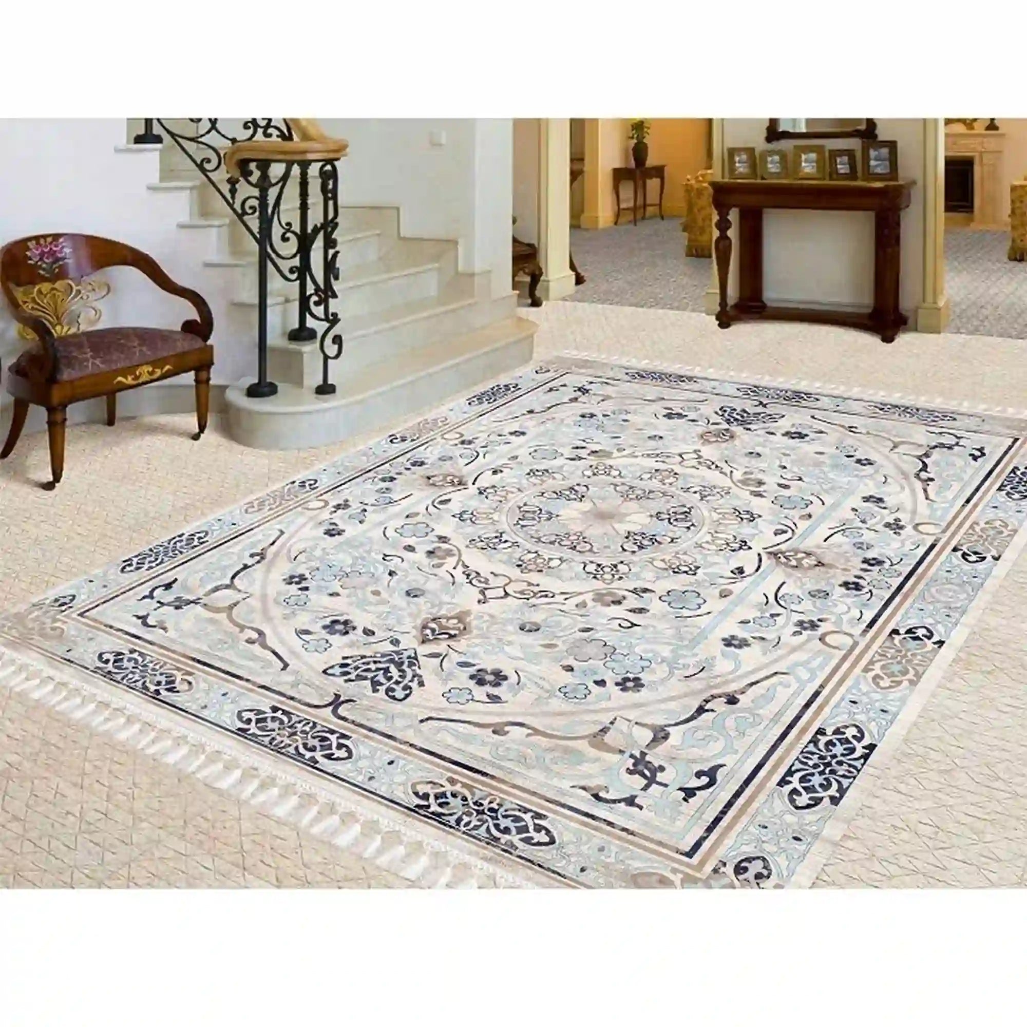Covor FEMI, 80x150 cm, forma dreptunghiulara, poliester, bej