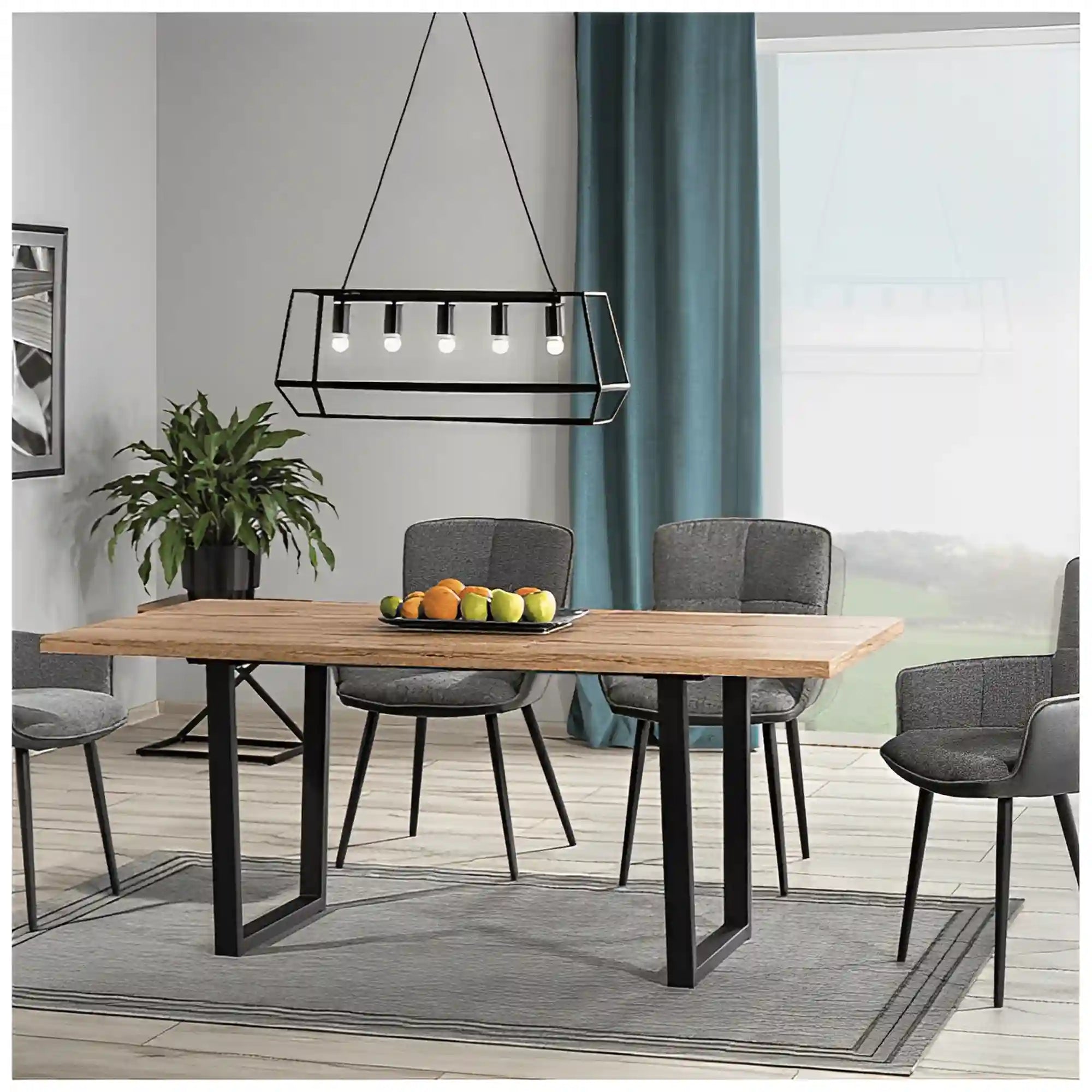 Masa extensibila VITO, stejar artisan/negru, 140-180x85x76 cm