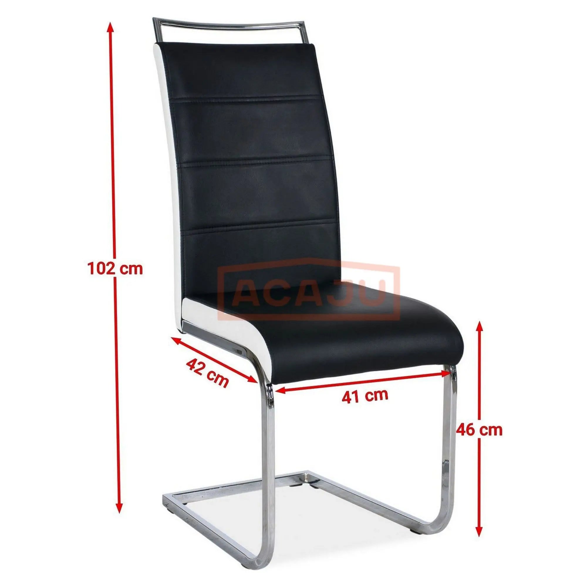 Scaun tapitat H441, negru/alb, piele ecologica/metal, 41X42X102 cm