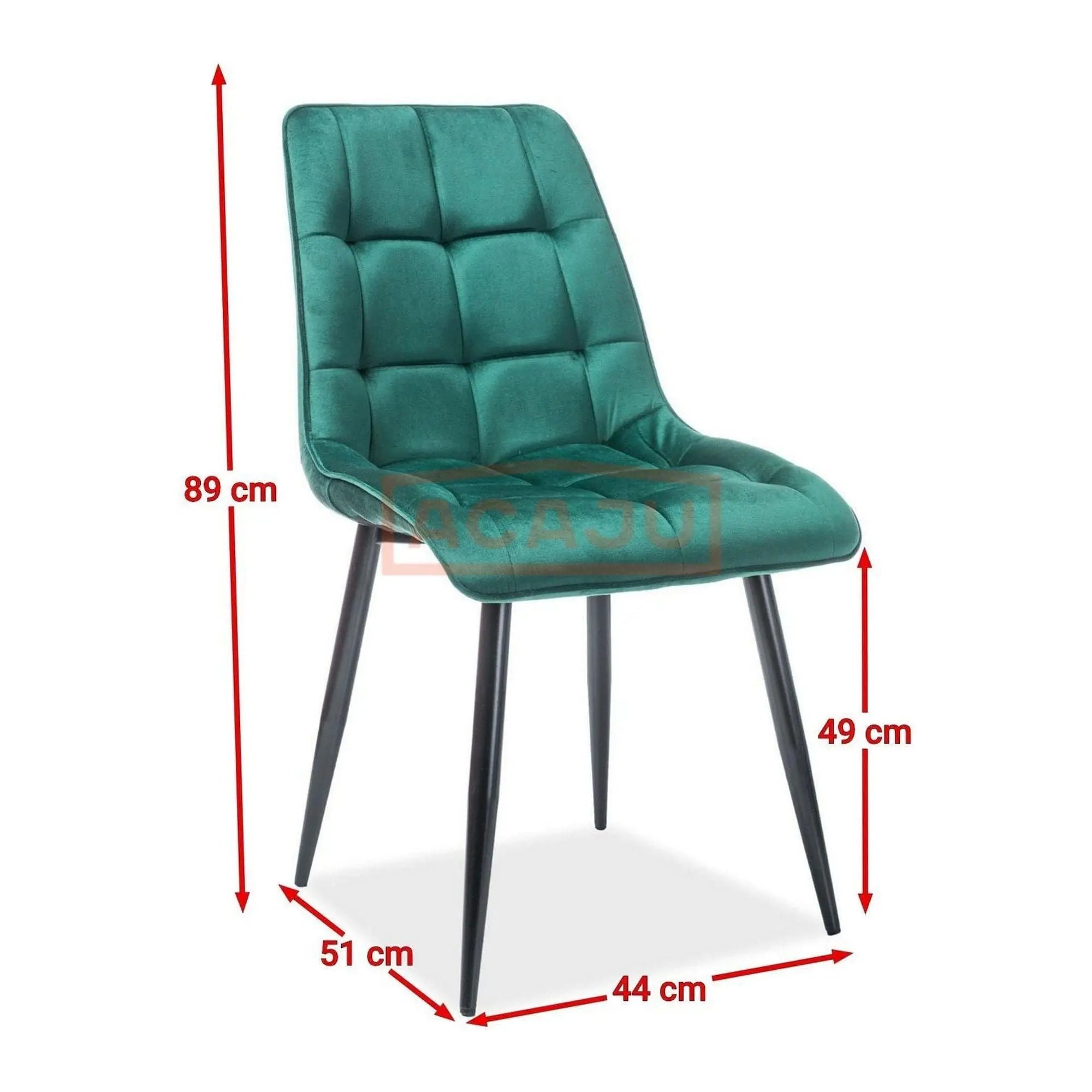 Scaun CHIC, verde/negru, stofa catifelata/metal, 50x43x88 cm