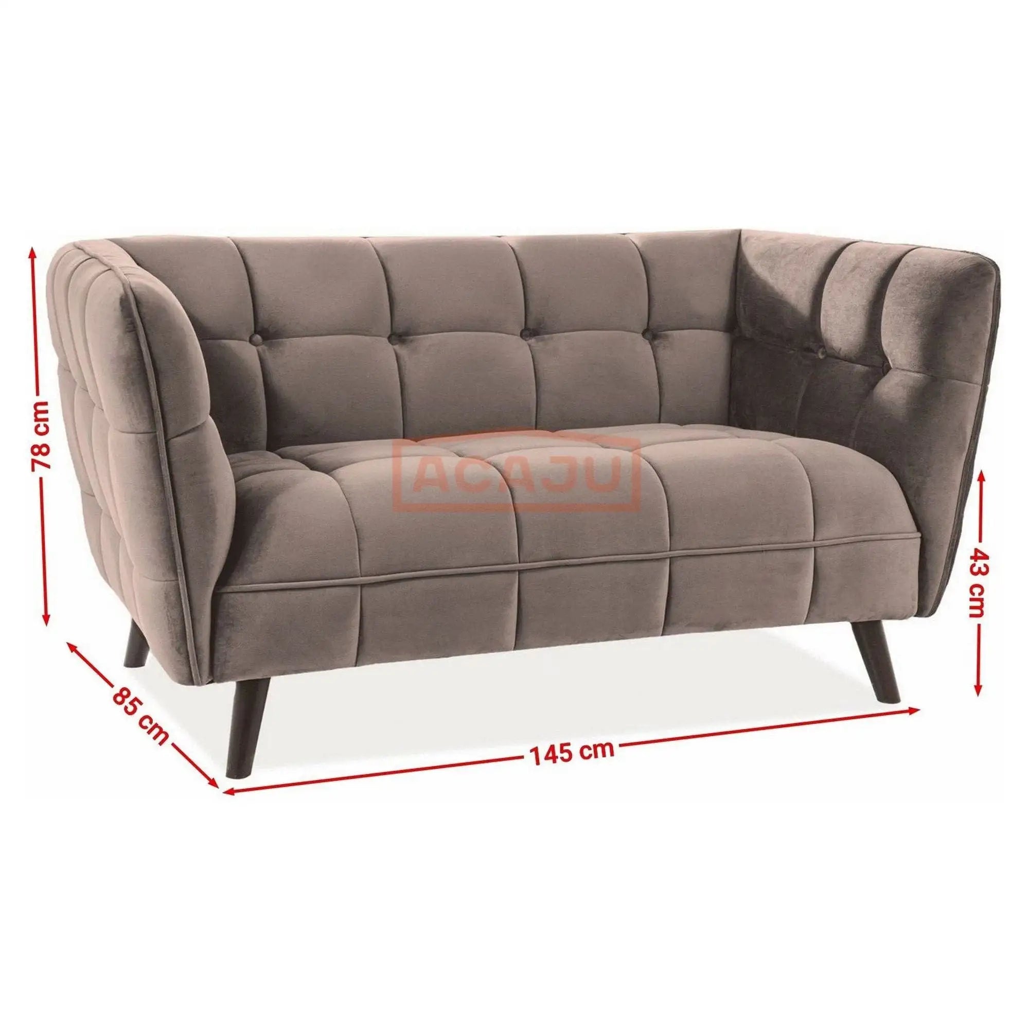 Canapea CASTELLO 2, bej - Bluvel 28, catifea bej, 145x85x78 cm