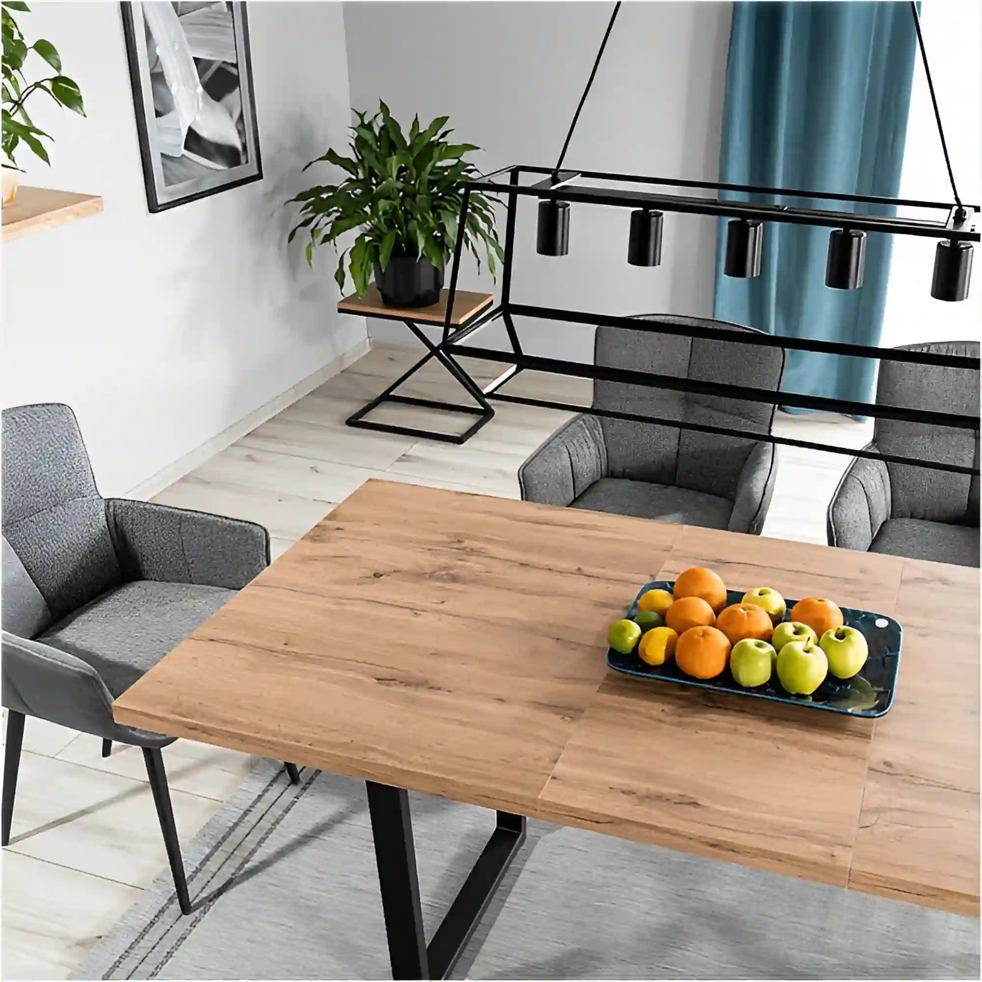 Masa extensibila VITO, stejar artisan/negru, 140-180x85x76 cm