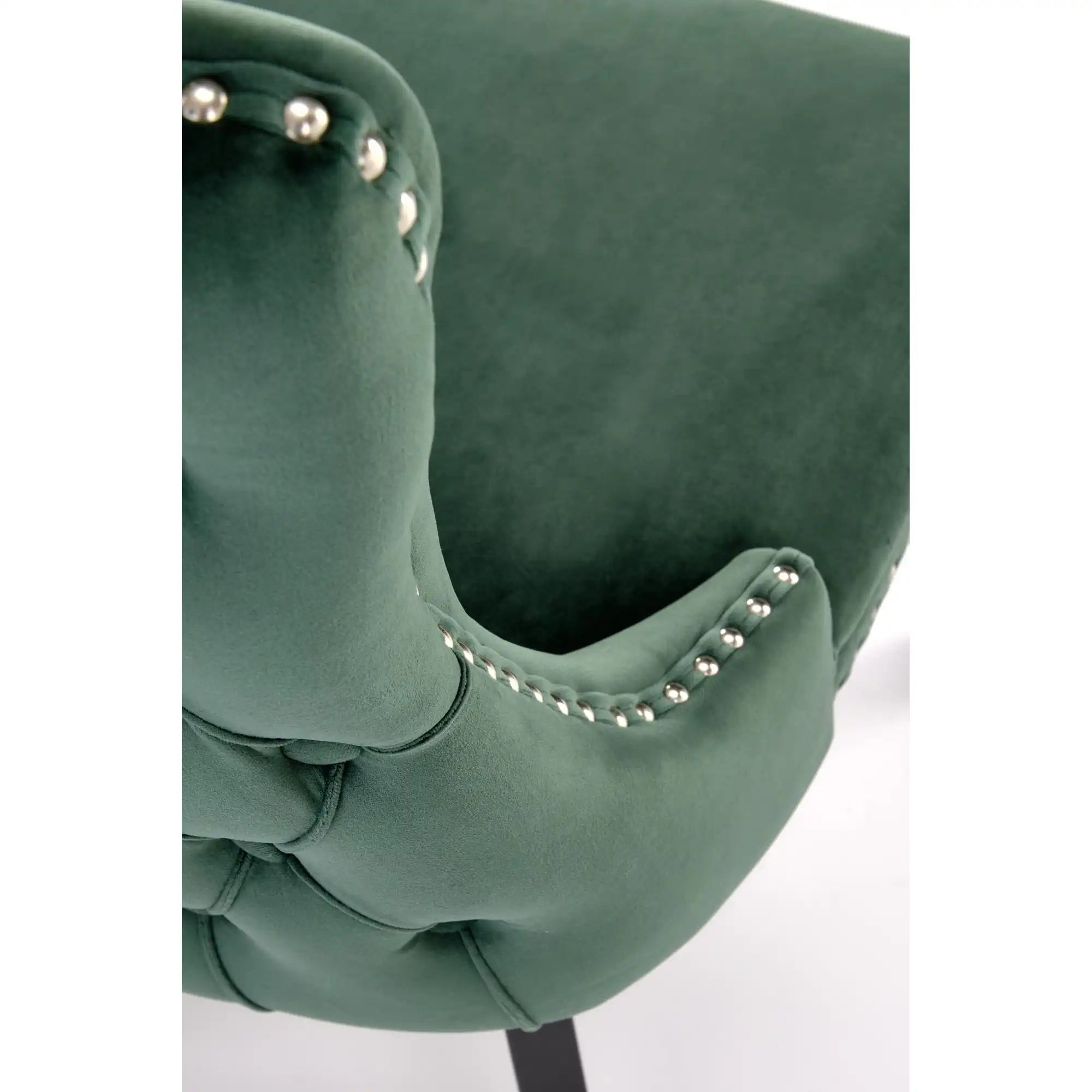 Scaun ALDA, verde inchis/negru, stofa catifelata/lemn, 50x62x95 cm