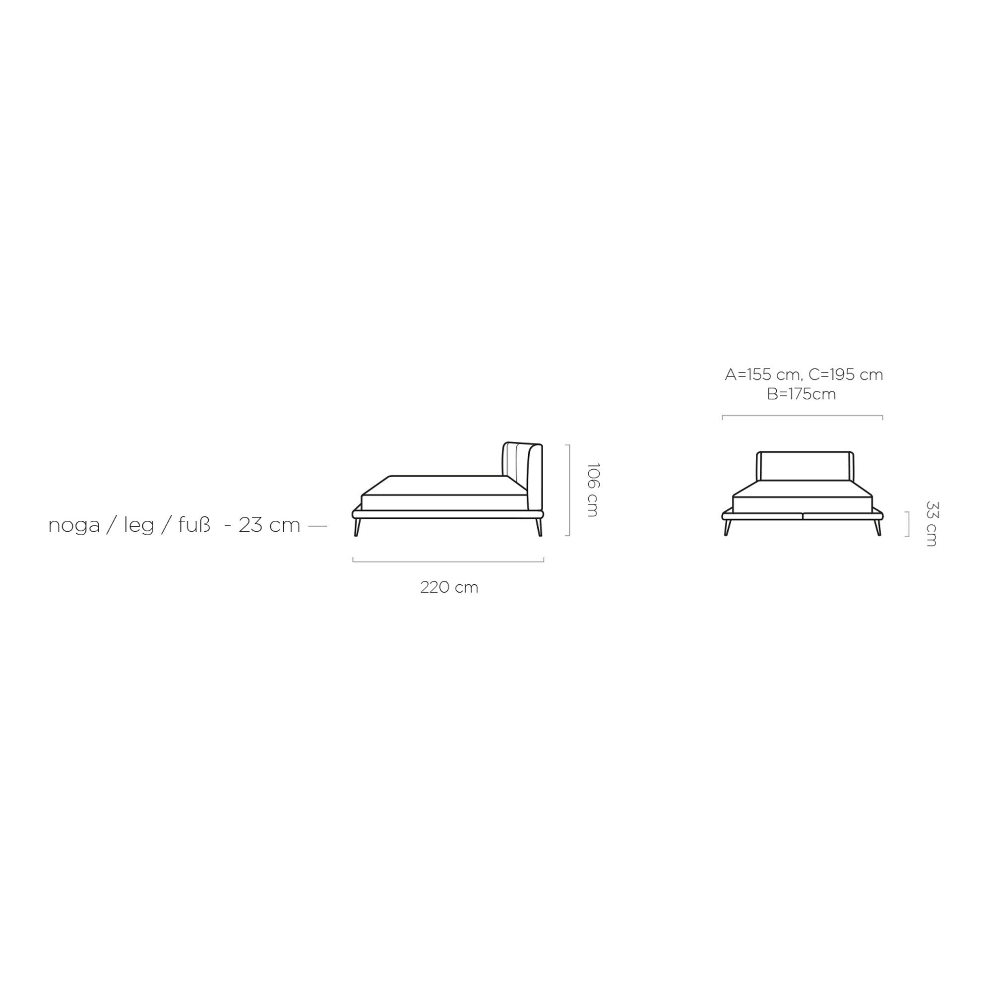 Pat TESSINA 180x200, personalizabil materiale Gama Premium, cu suport saltea