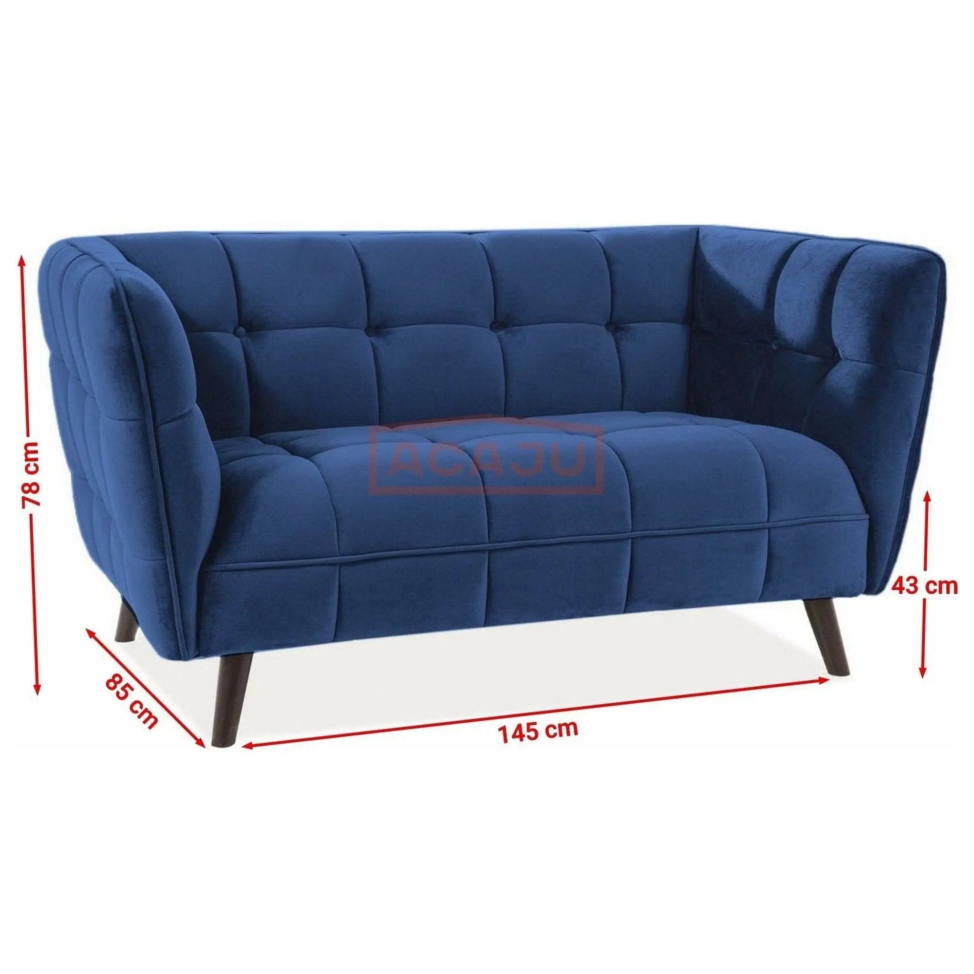 Canapea CASTELLO 2, stofa catifelata albastru inchis- Bluvel 86, 145x85x78 cm