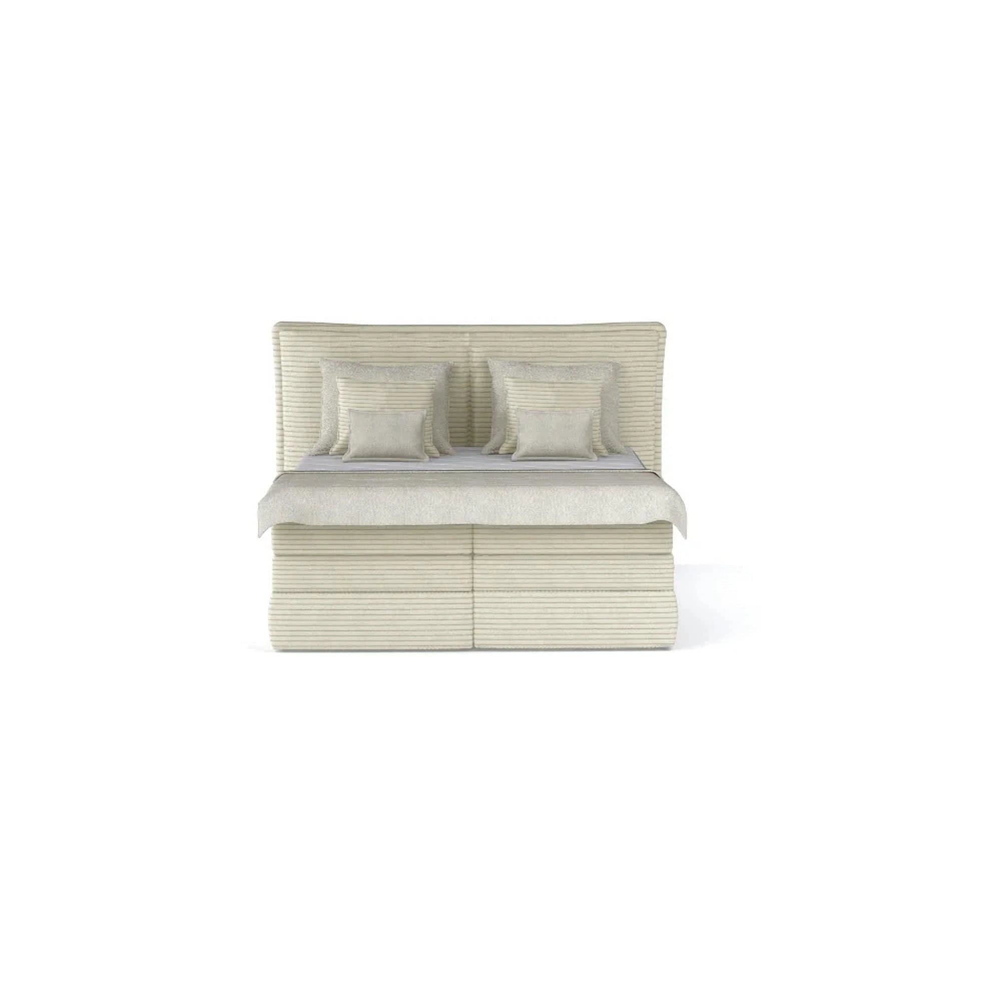 Pat boxspring MADDEN 160x200, personalizabil materiale Gama Premium, 2 lazi depozitare, cu saltele si topper
