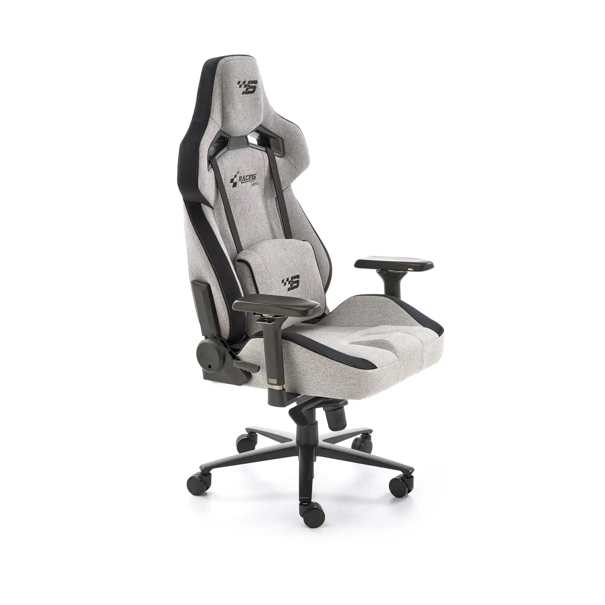 Scaun gaming ALISTER, gri/negru, stofa clasica/metal, 80x75x129/134 cm