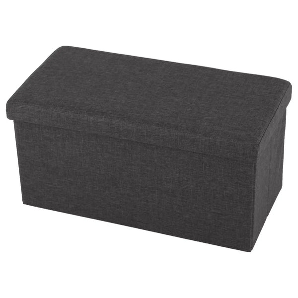 Taburet pliabil ORELIA, stofa clasica gri inchis, cu spatiu depozitare, 76x38x38 cm