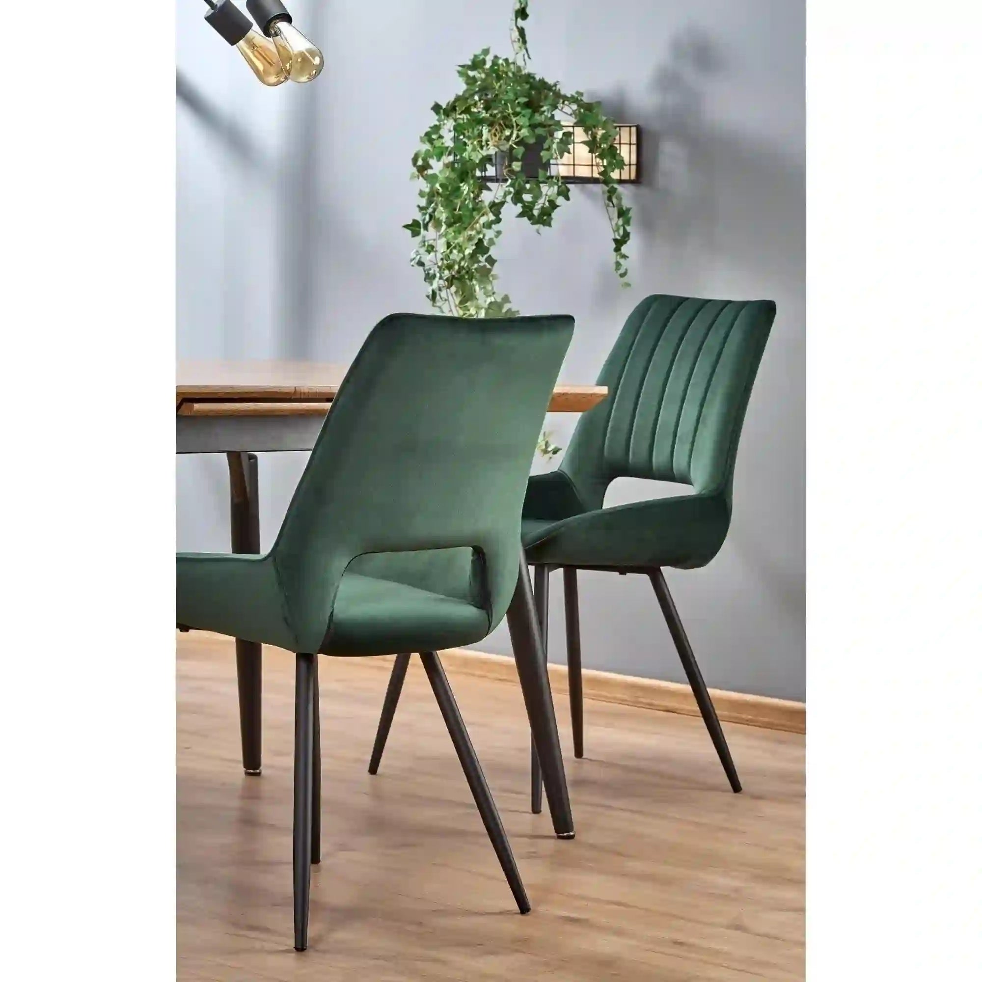 Scaun tapitat K404, verde/negru, stofa/metal, 52x58x88 cm