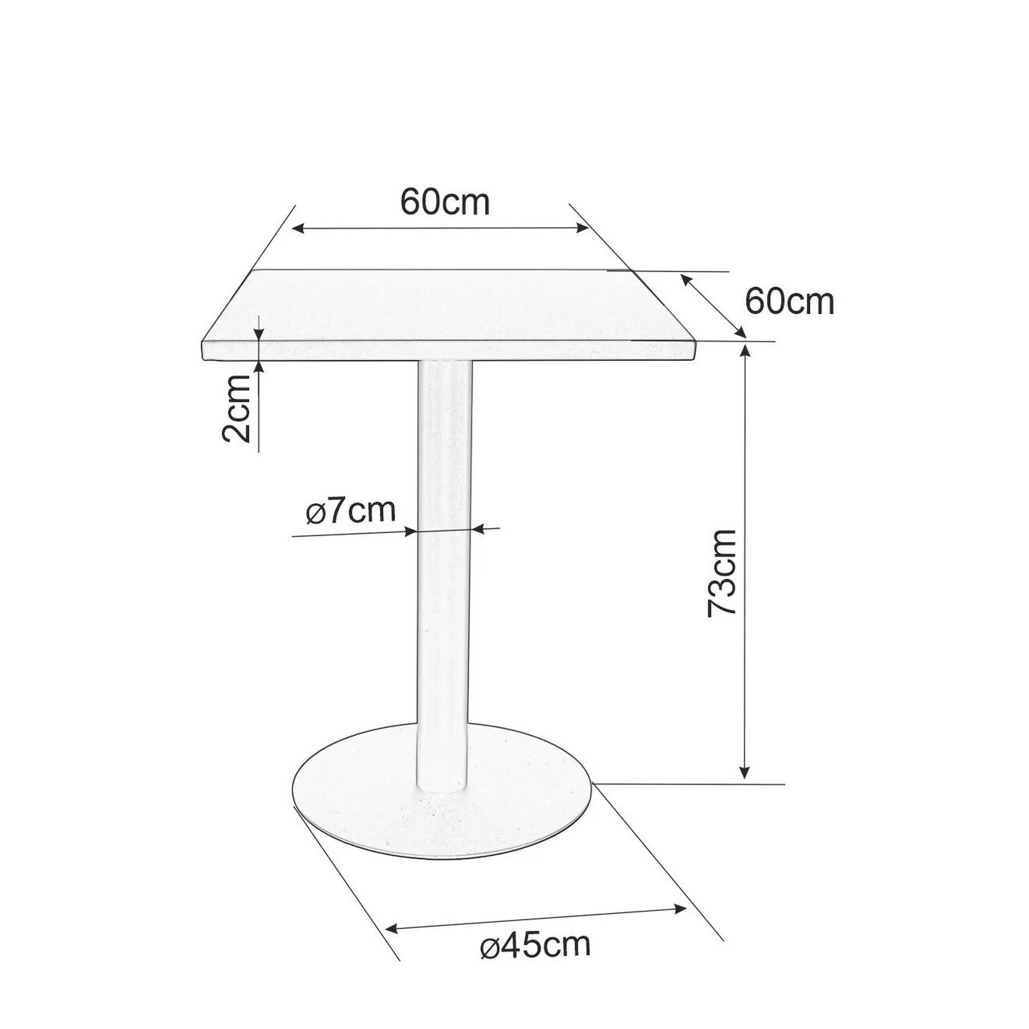 Masa bar PUB K, negru, metal, 60x60x73 cm