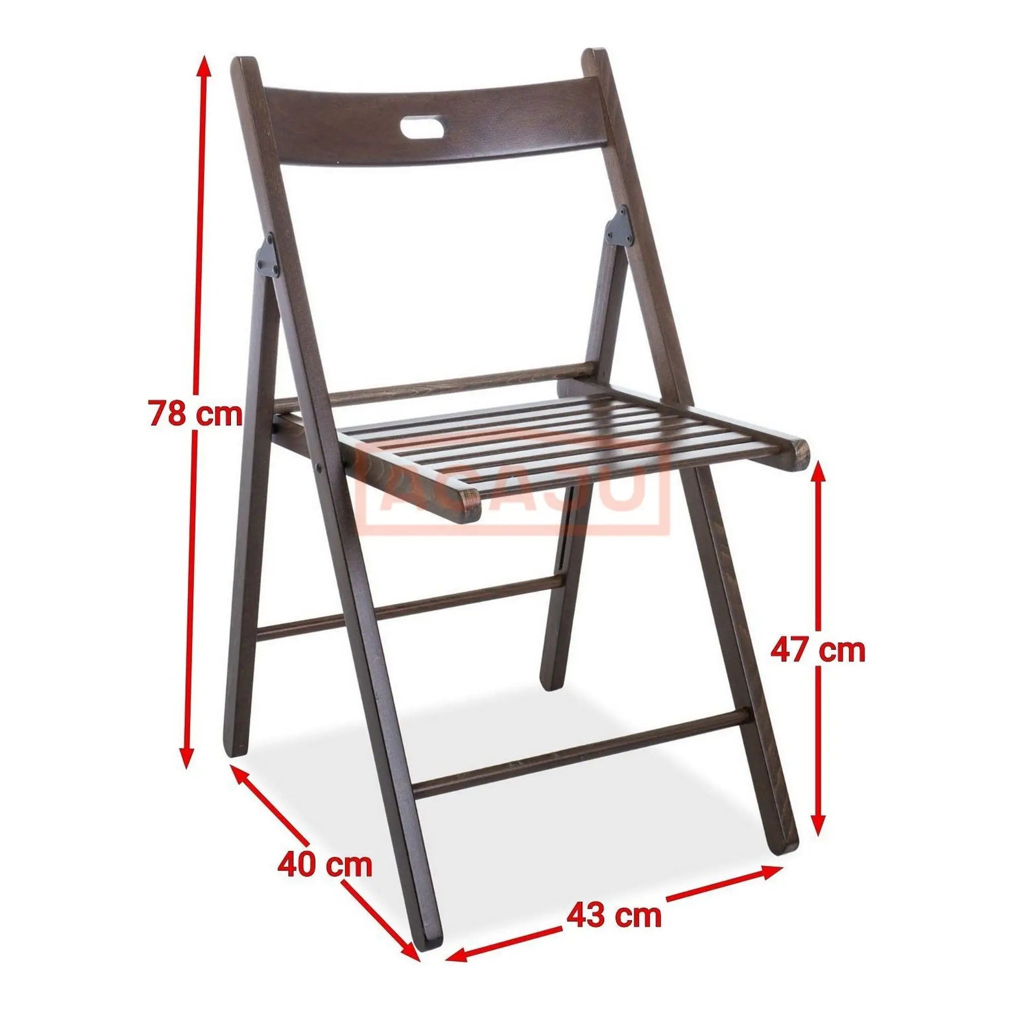 Scaun pliant SMART ll, nuc inchis, lemn, 43x40x78 cm