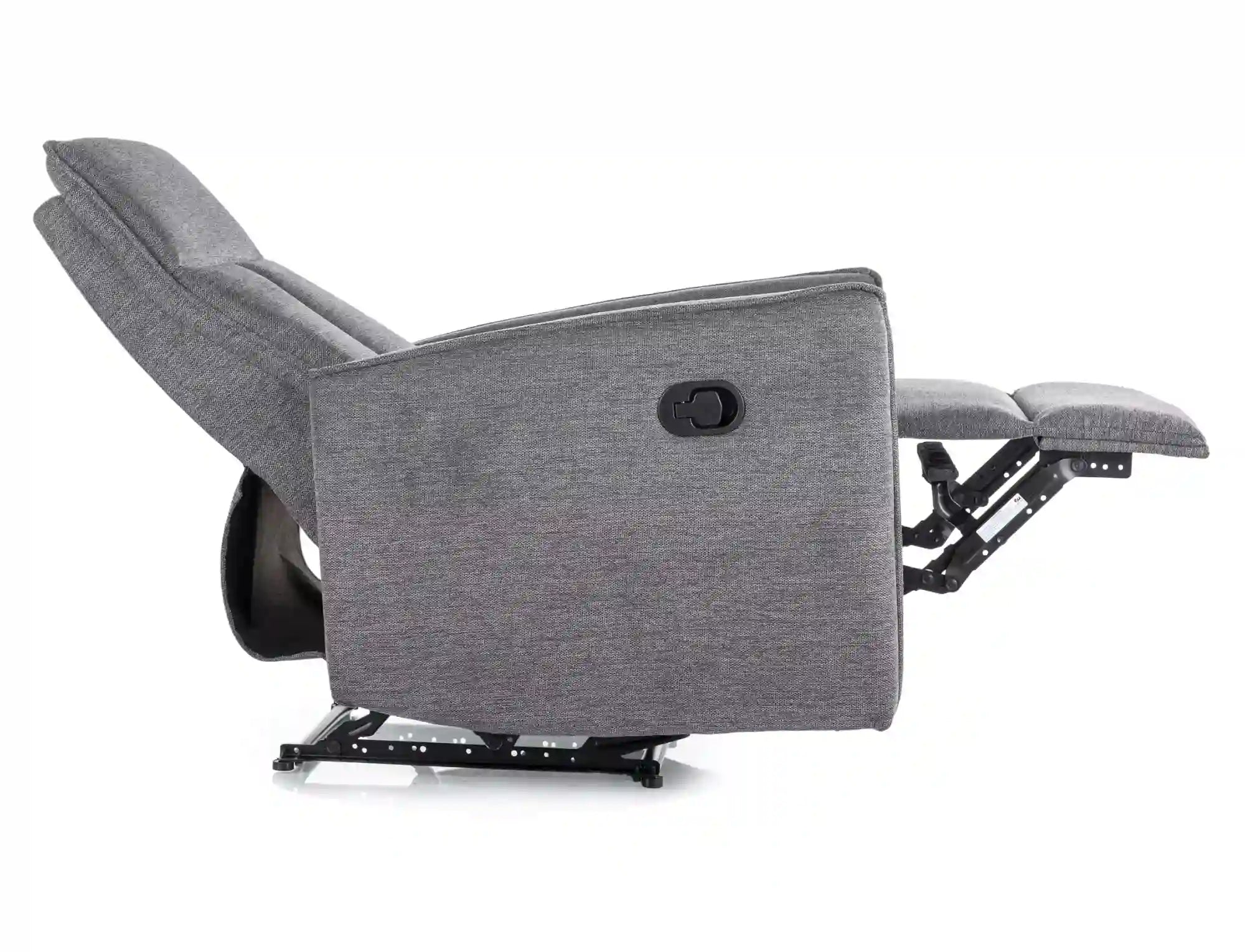 Fotoliu recliner NIKOS, stofa clasica gri inchis - Brego 18, 72x86/159x105 cm