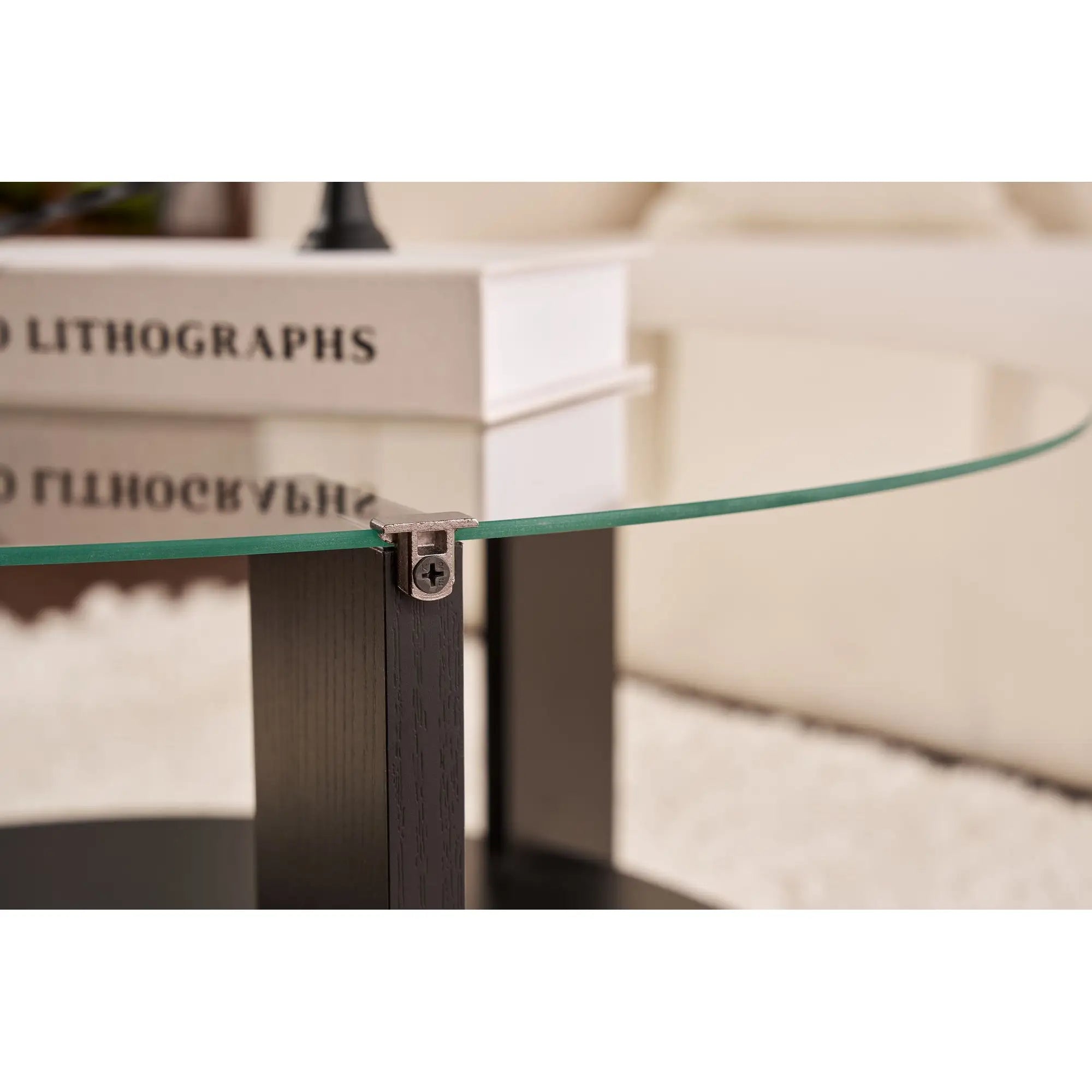 Masuta cafea CLARA, negru, PAL/sticla, 75x75x40 cm