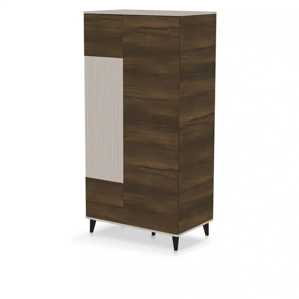 Dulap RANDOM 2 S-1, nuc/casmir/negru, PAL furniruit/polipropilena, cu 2 usi, 90x55x182 cm