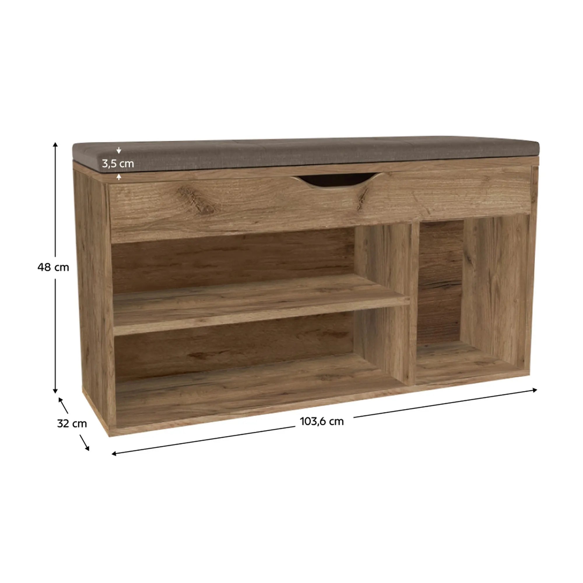 Pantofar FUDDY NEW, stejar artisan, DTD laminat, 104x32x48 cm