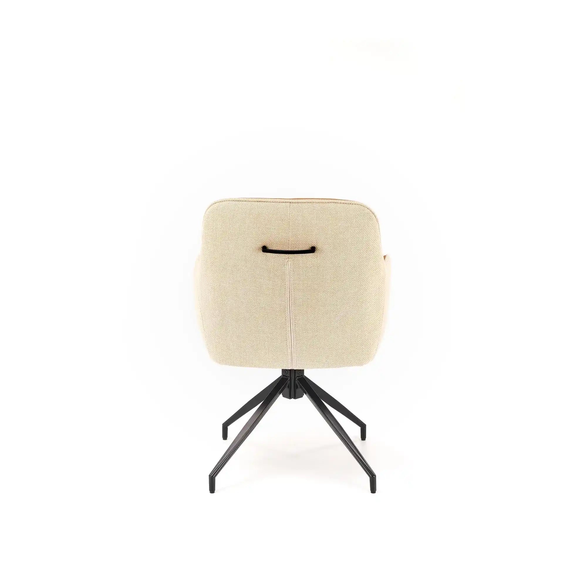 Scaun rotativ K527, maro/bej/negru, stofa clasica/piele ecologica/metal, 60x65x85 cm