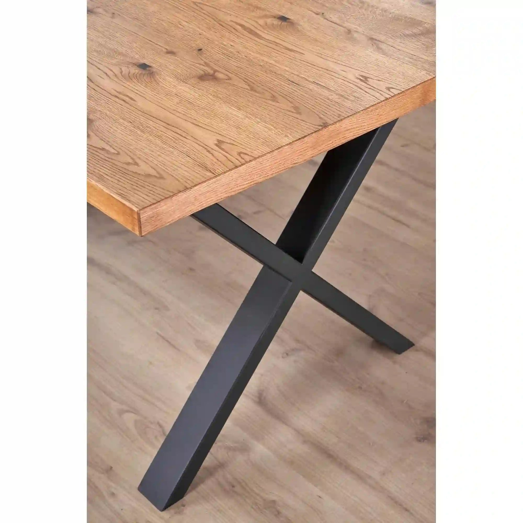 Masa extensibila XAVIER, stejar deschis/negru, lemn/otel, 160/250x90x76 cm