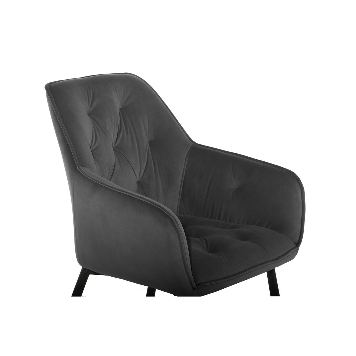 Scaun BEL NEW, gri inchis/negru, stofa catifelata/metal, 58x63x86 cm