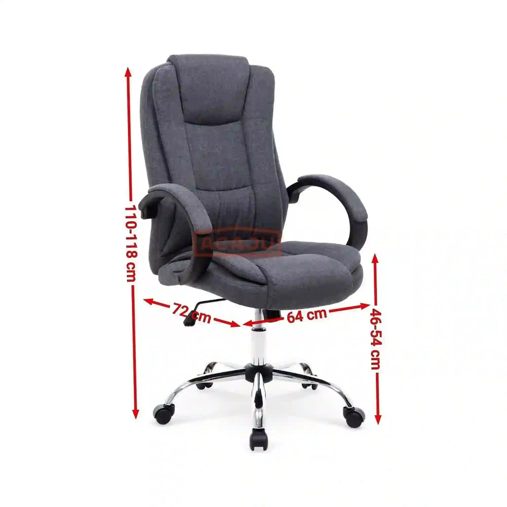 Scaun birou RELAX 2, gri inchis/crom, stofa clasica/metal, 64x75x110/118 cm