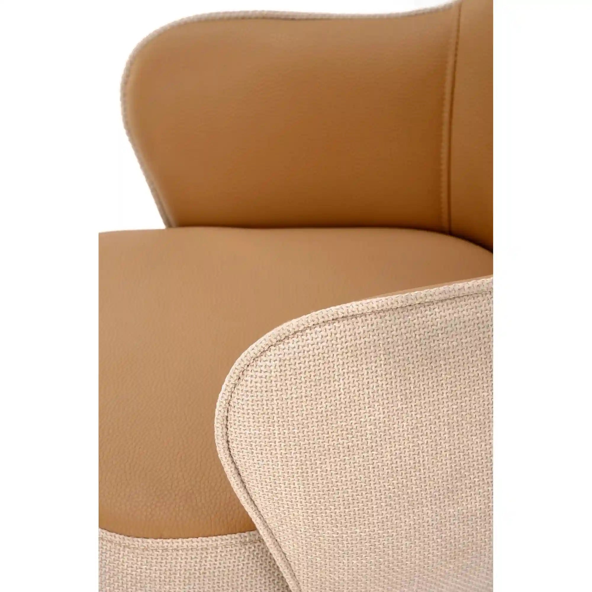 Scaun rotativ K527, maro/bej/negru, stofa clasica/piele ecologica/metal, 60x65x85 cm