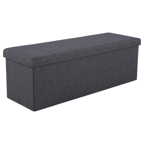 Taburet pliabil UMINA, stofa clasica gri inchis, cu spatiu depozitare, 114x38x38 cm