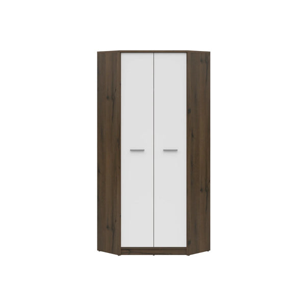 Dulap NEPO PLUS, alb/stejar nobil, PAL laminat, cu 2 usi, 80x80x197 cm