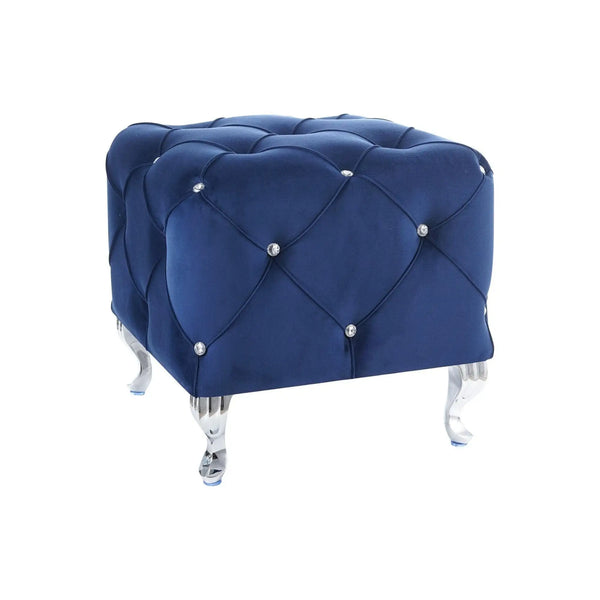 Taburet HESTIA K, stofa catifelata albastru inchis - Bluvel 86, 50x50x46 cm