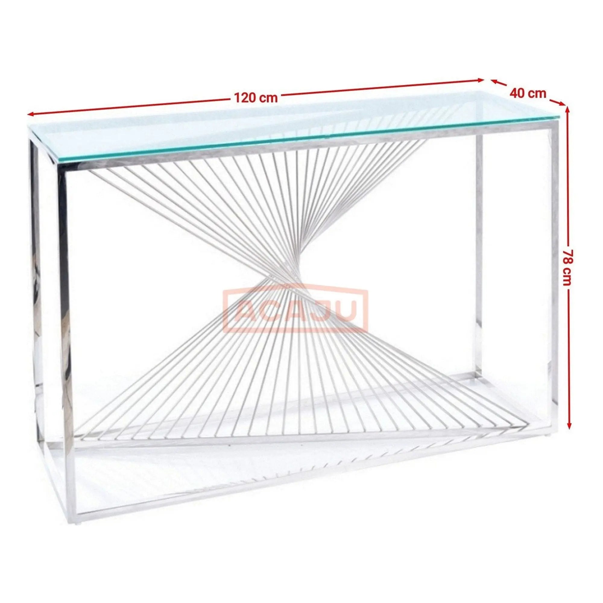 Consola FLAME C, crom, sticla securizata/metal, 120x40x78 cm