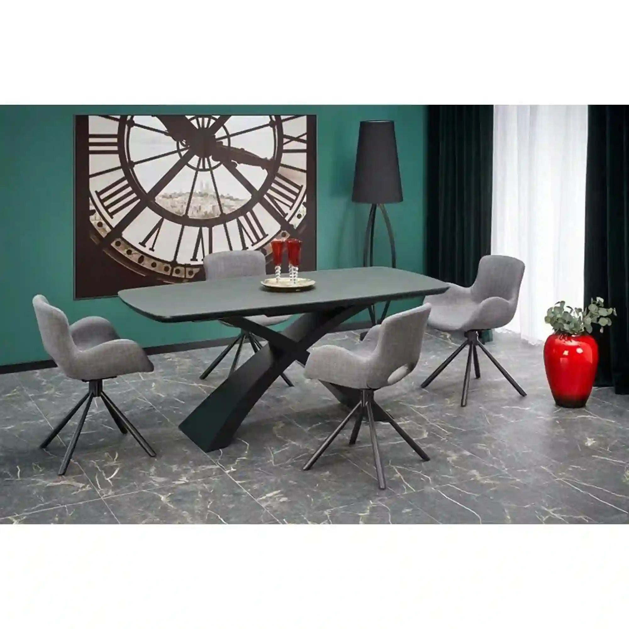 Masa extensibila SILVESTRO, gri inchis/negru, 180/220x89x75 cm