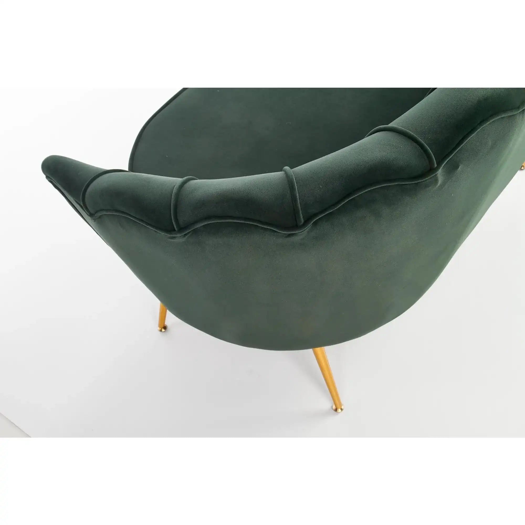 Canapea AMORINITO XL, verde/auriu, stofa catifelata, 131x77x77 cm