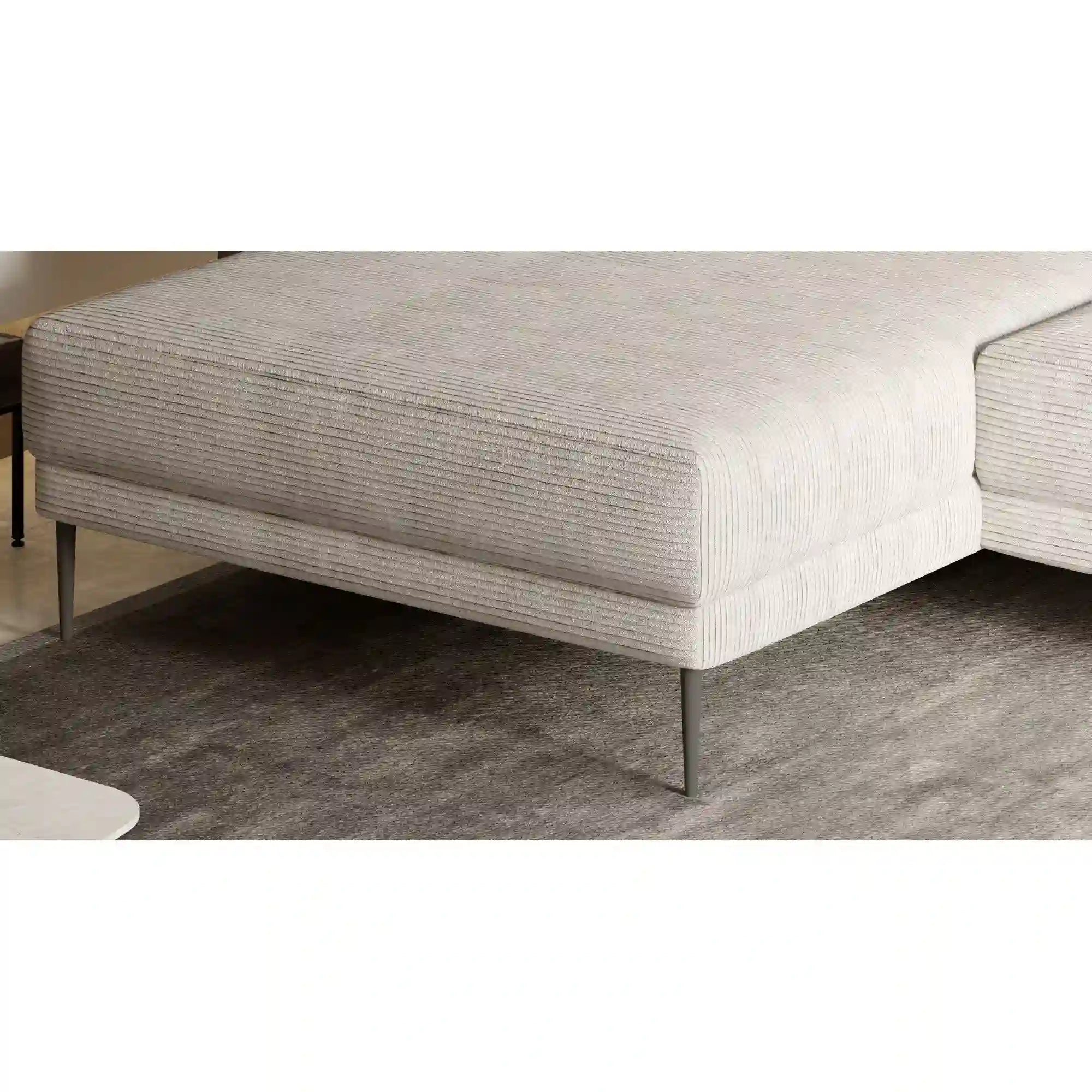 Coltar extensibil CAPITOL, stanga, stofa catifelata gri antracit- Terra 96, cu lada depozitare, 276x175x89 cm