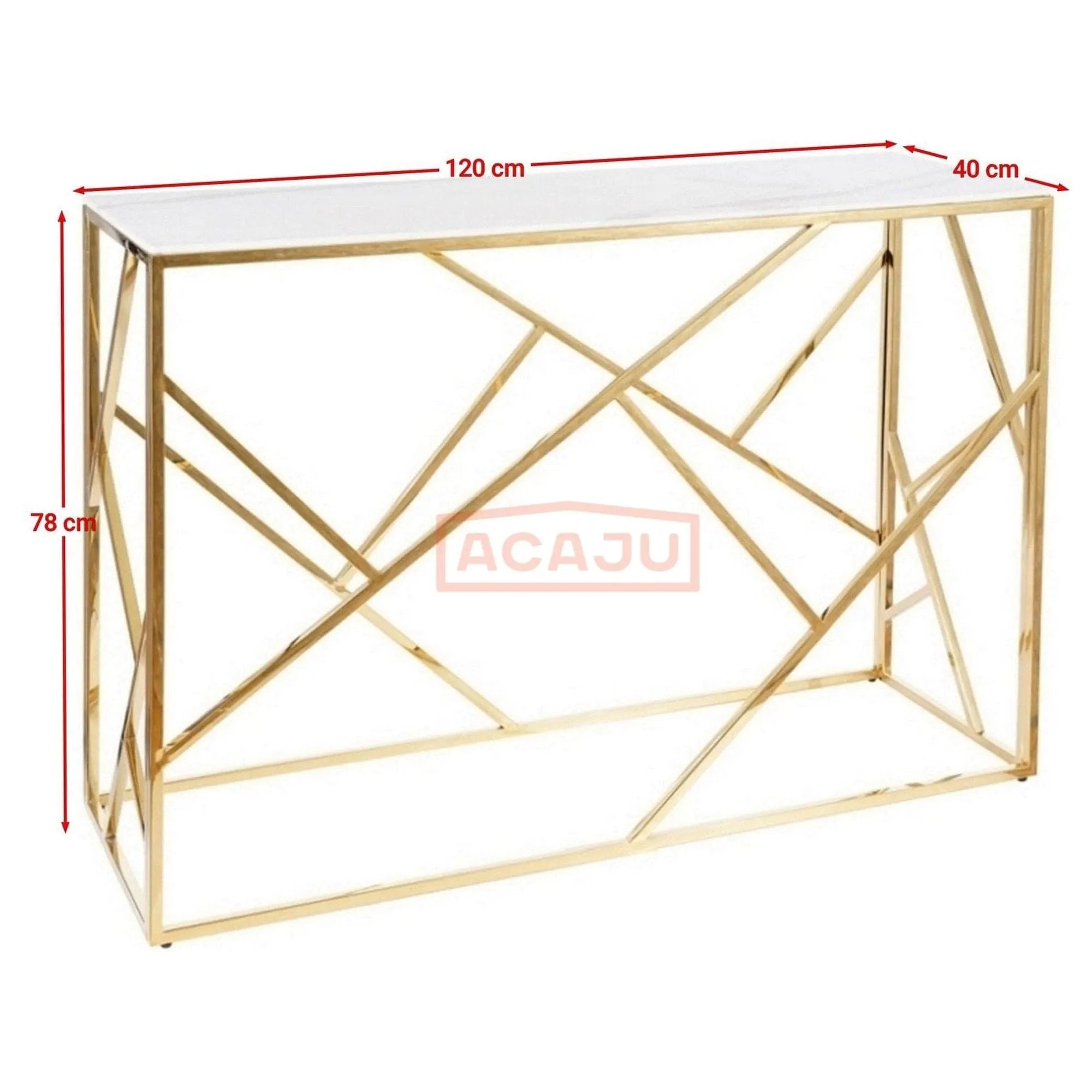 Consola ESCADA C II, alb cu efect de marmura/auriu, sticla securizata/metal, 120x40x78 cm