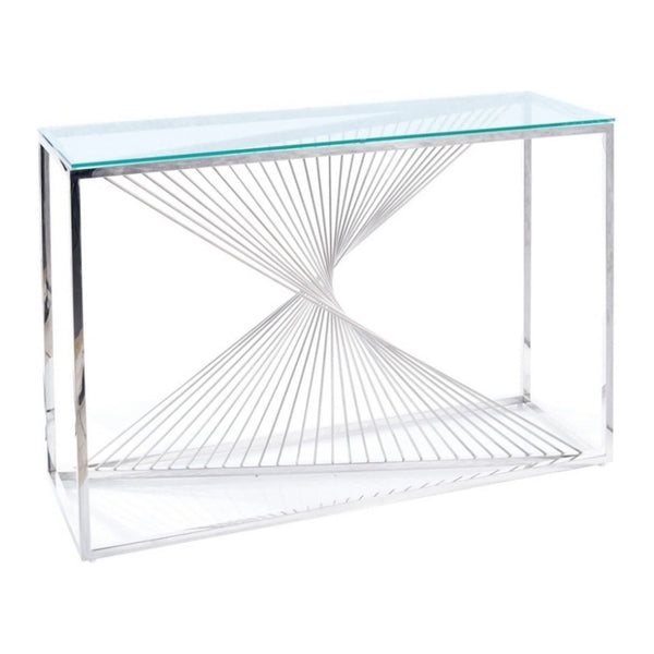 Consola FLAME C, crom, sticla securizata/metal, 120x40x78 cm