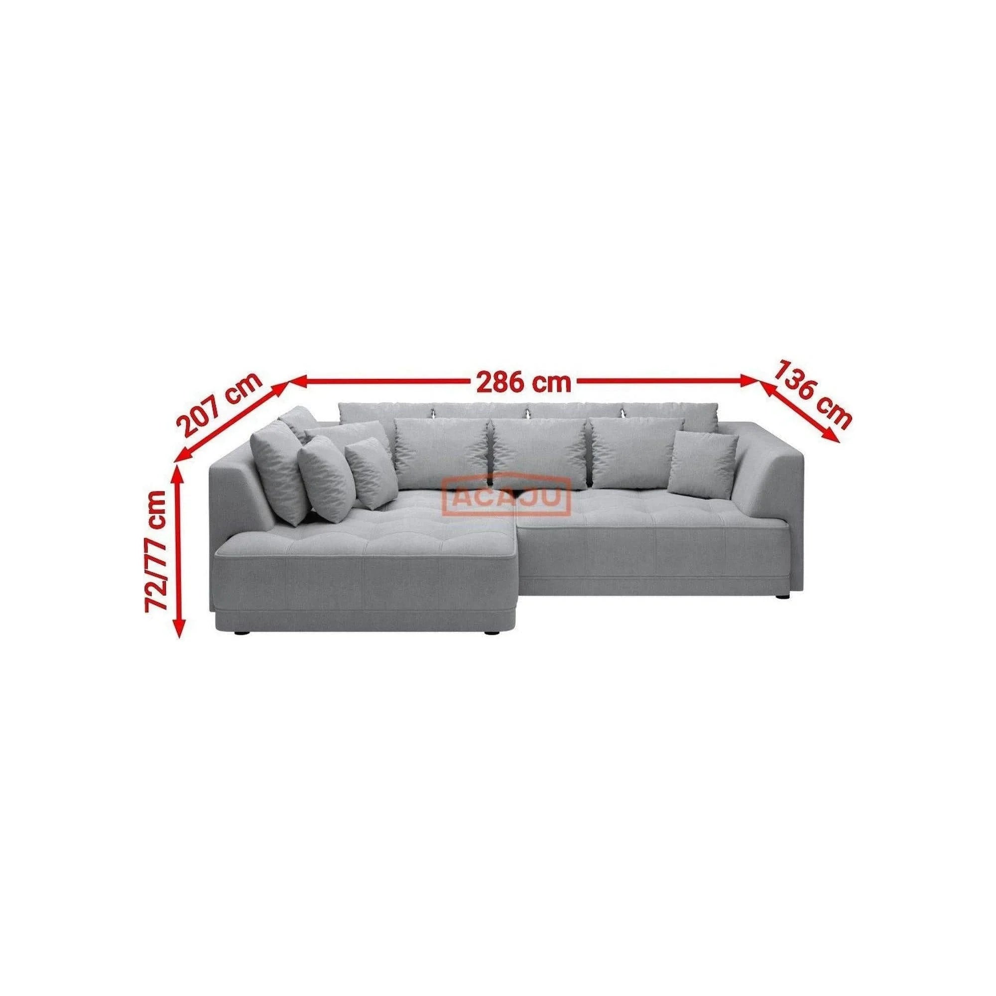 Coltar TIGA, personalizabil material gama Premium, cu reglaj electric, 286x136/207x77 cm
