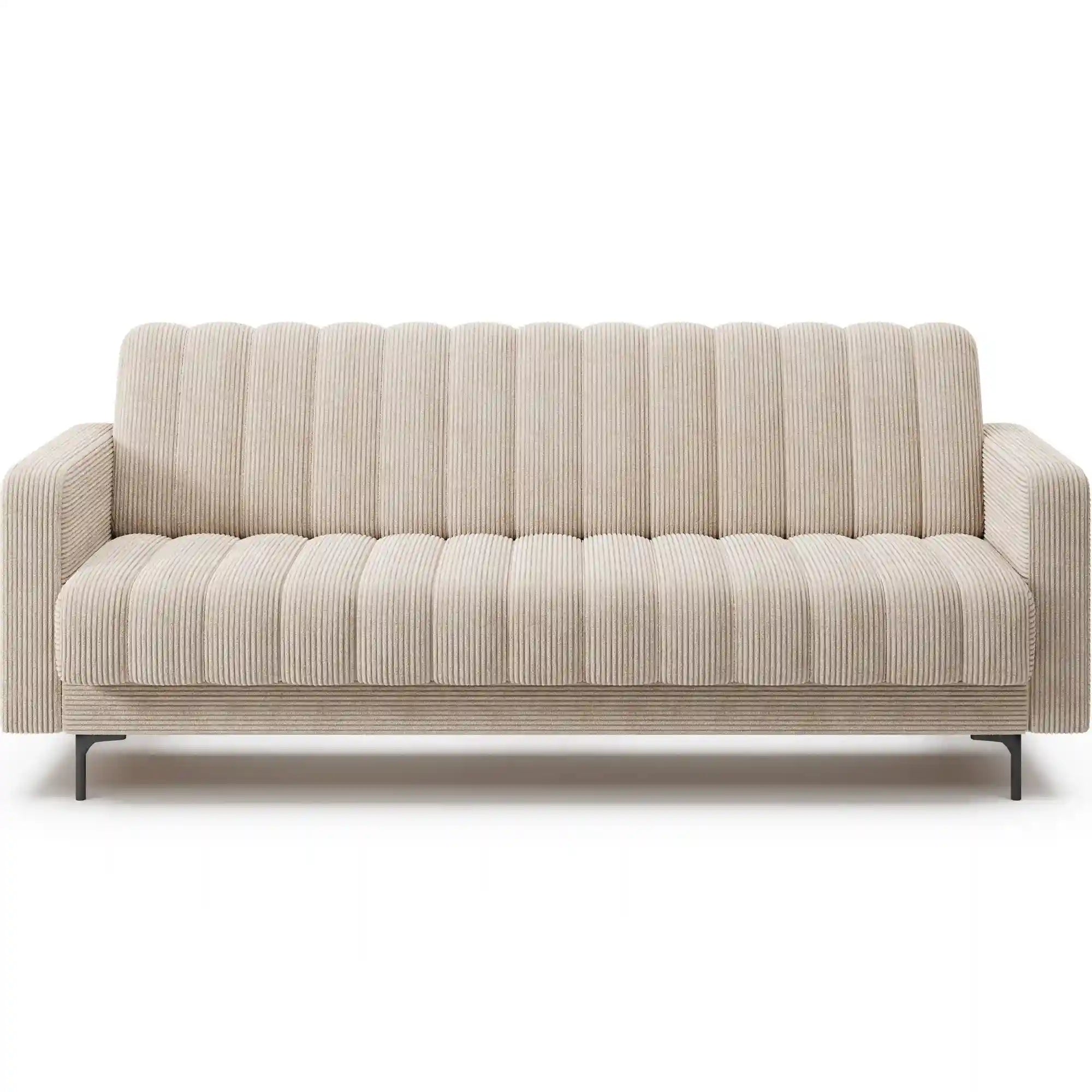 Canapea extensibila RONEYY, stofa catifelata bej - Jarell 18, cu spatiu depozitare, 212x89x86 cm