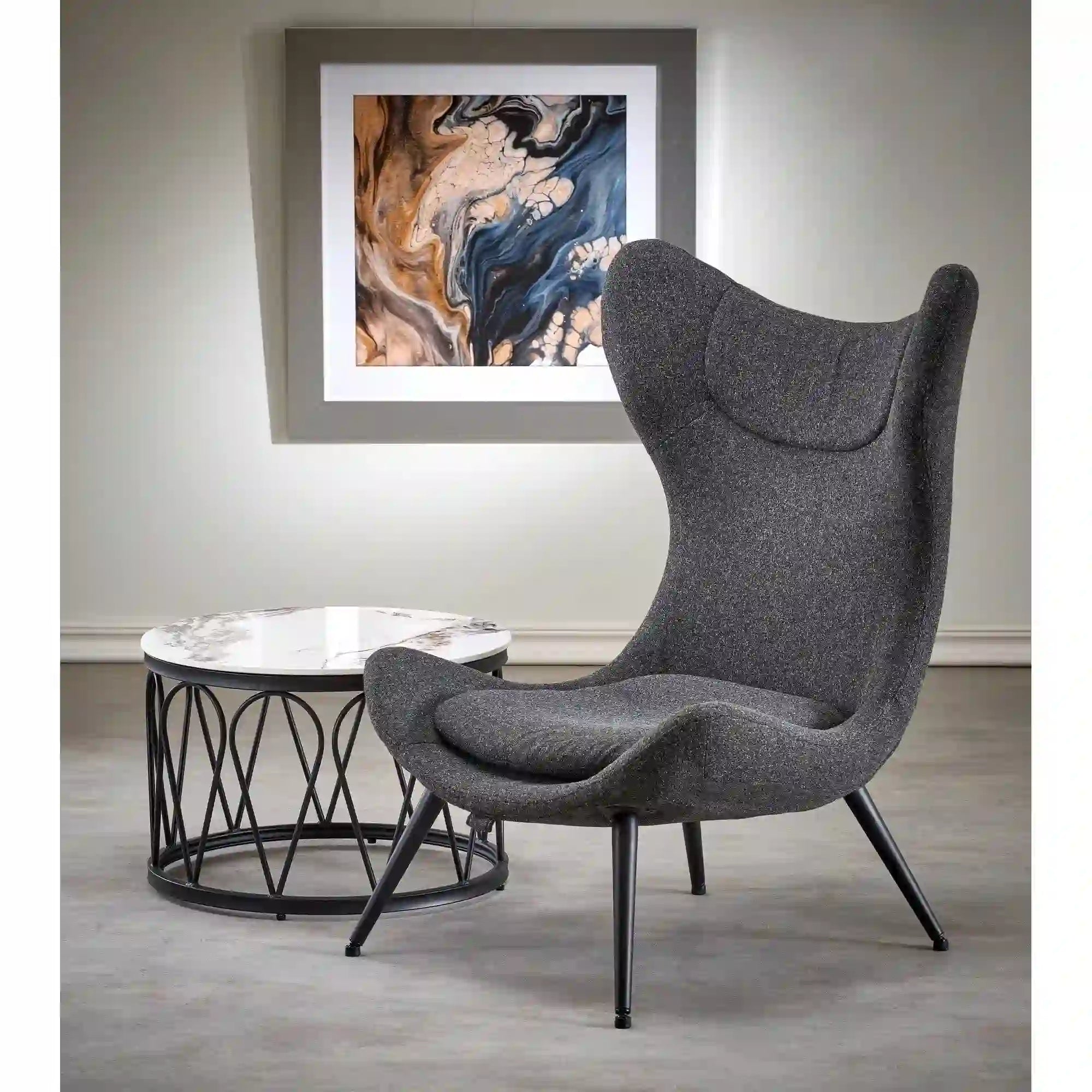 Fotoliu ATLANTIS, gri antracit/negru, stofa/otel, 77x80x106 cm