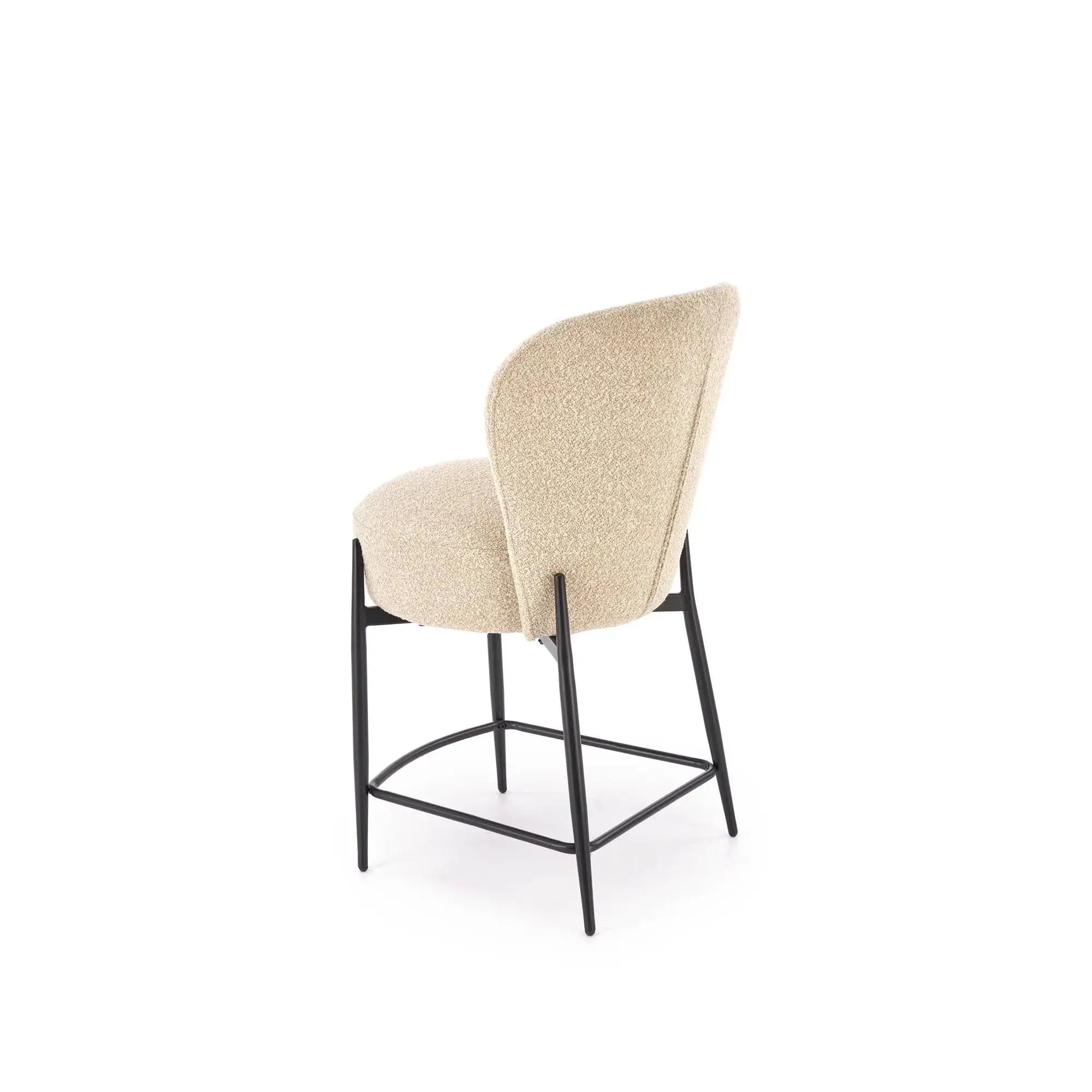 Scaun bar H126, bej/negru, stofa/metal, 57x61x95 cm