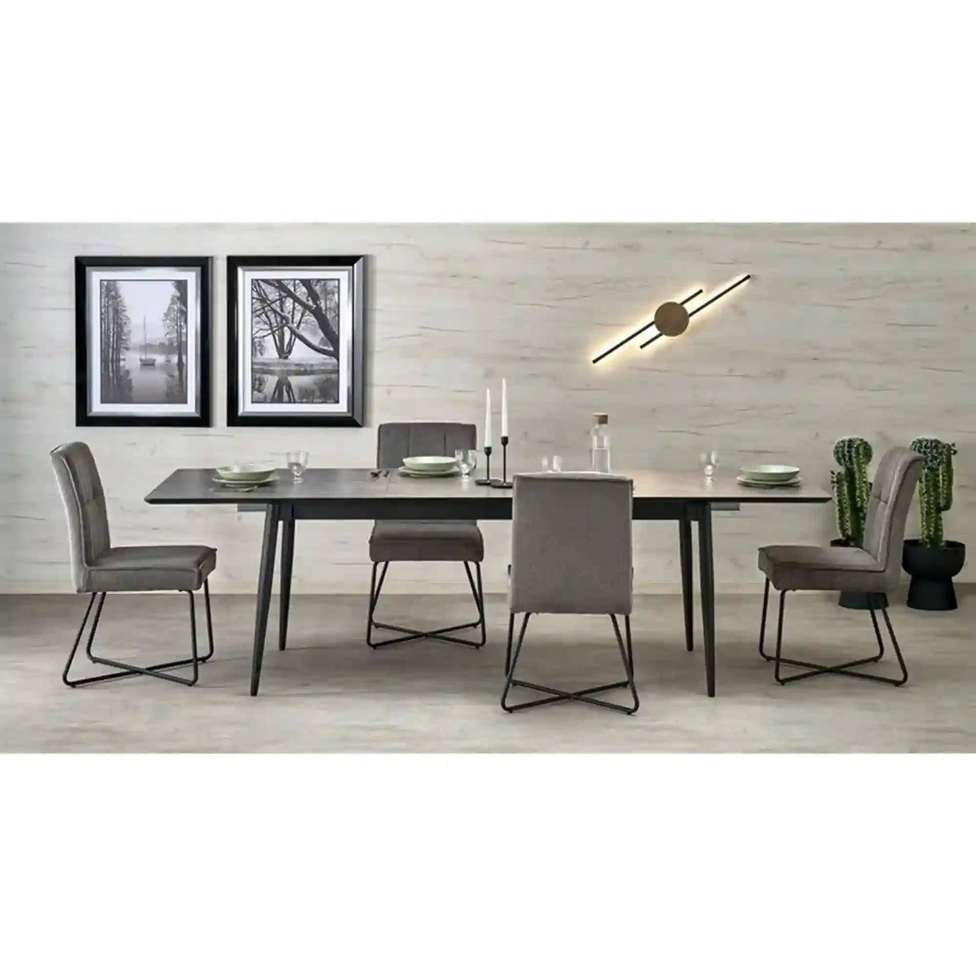 Masa extensibila CHARLES, gri/negru, 180/260x90x76 cm