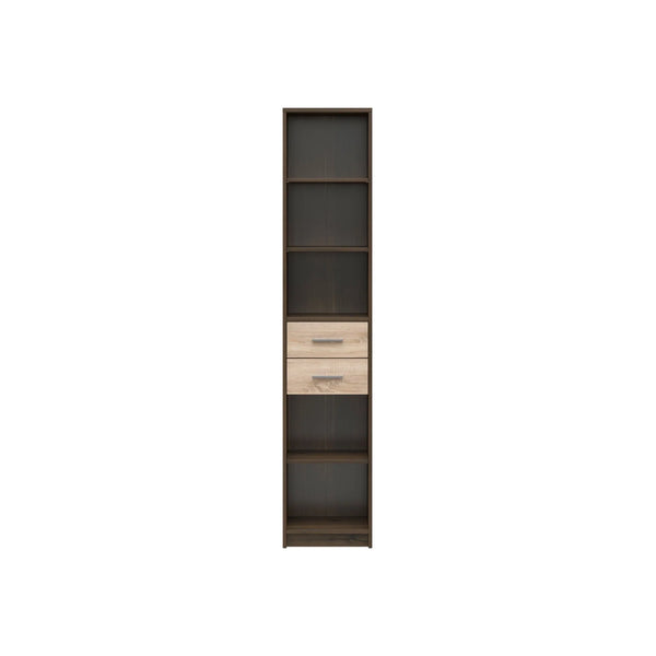 Biblioteca NEPO PLUS, stejar inchis/stejar sonoma, PAL laminat, 40x34x197 cm