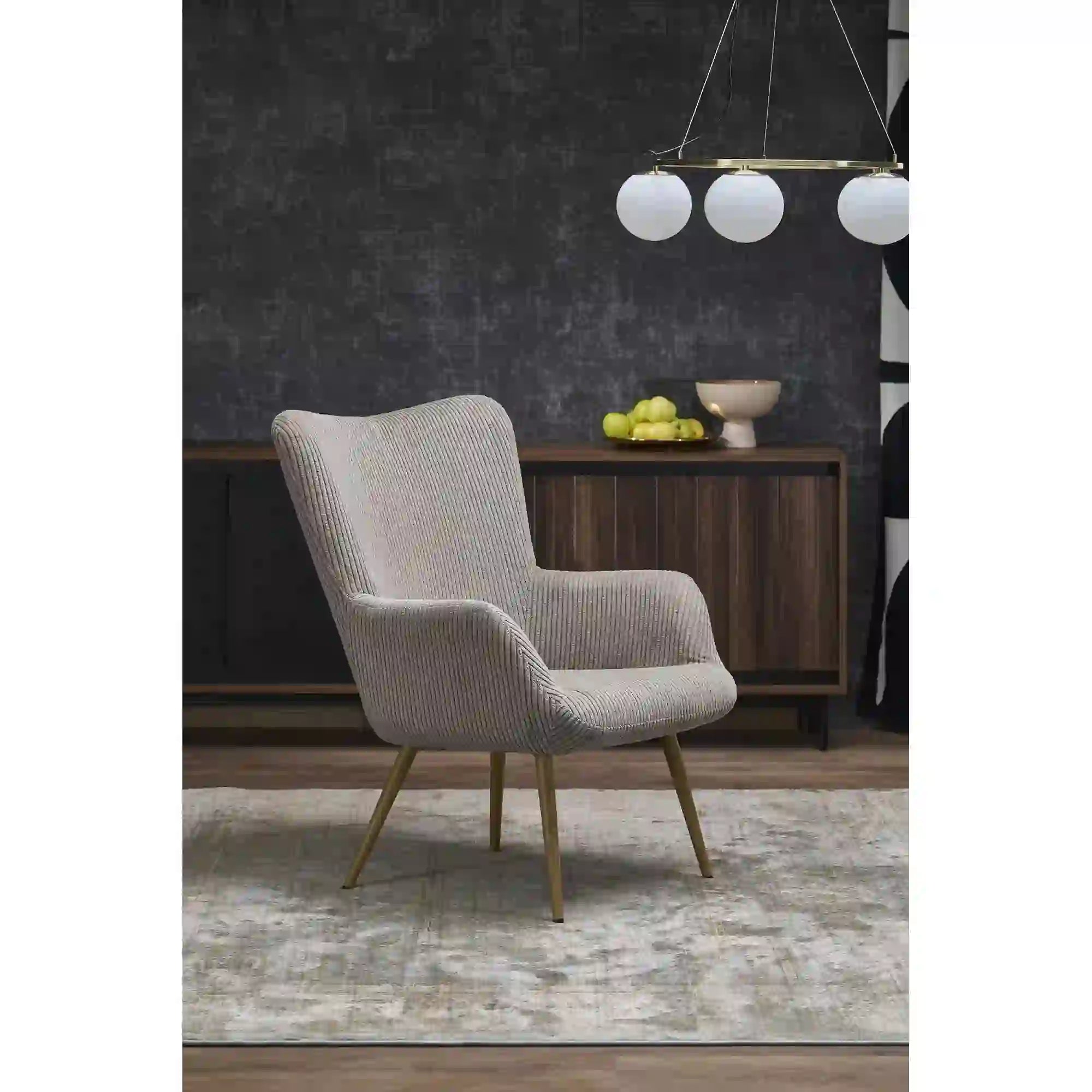 Fotoliu AMARO, gri/stejar, stofa catifelata/lemn, 70x80x97 cm