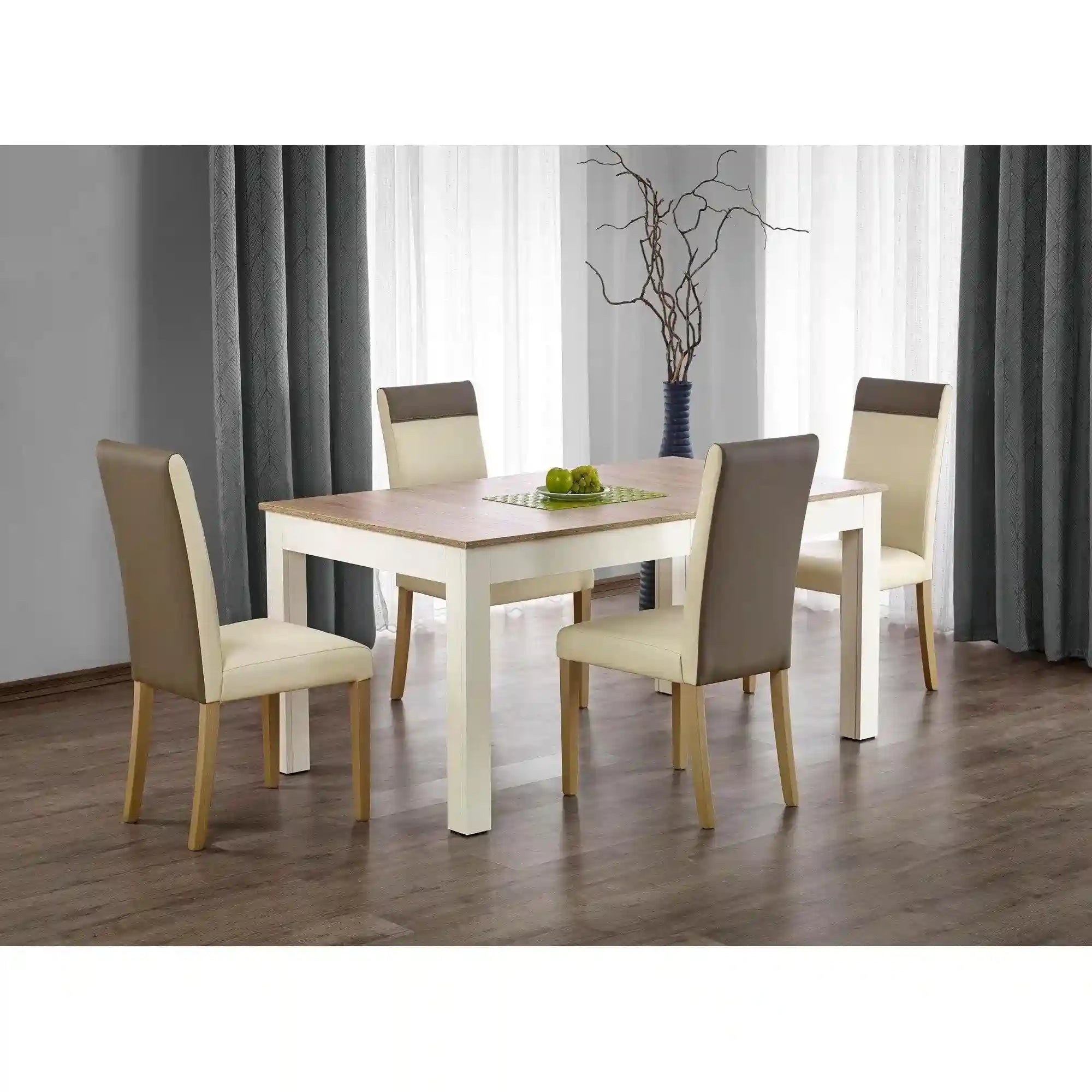 Masa extensibila SEWERYN, stejar/alb, PAL, 160/300x90x76 cm